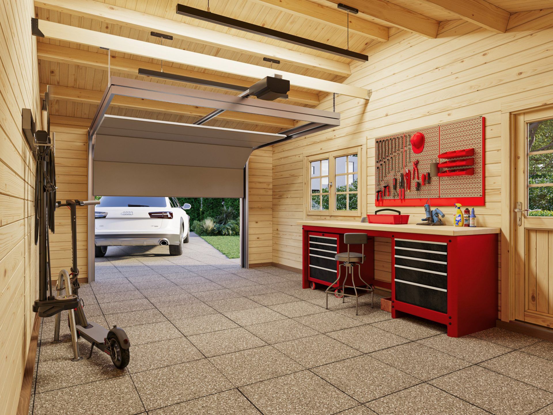 Palmako Holzgarage Roger 19,0+33,2 m2 mit Sektionaltor