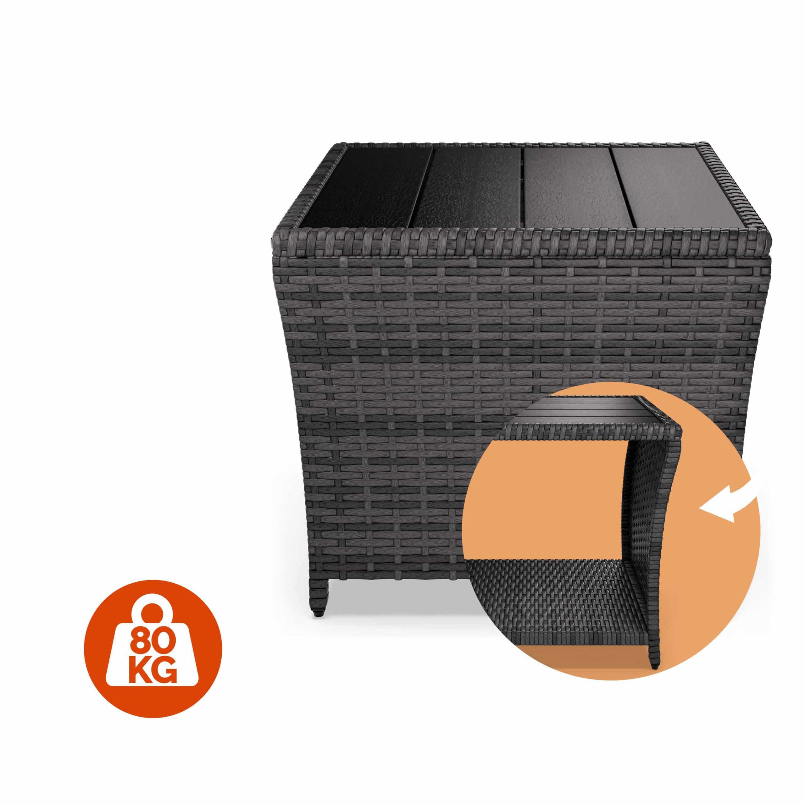 Polyrattan Beistelltisch Vedis Grau 45x45x40cm