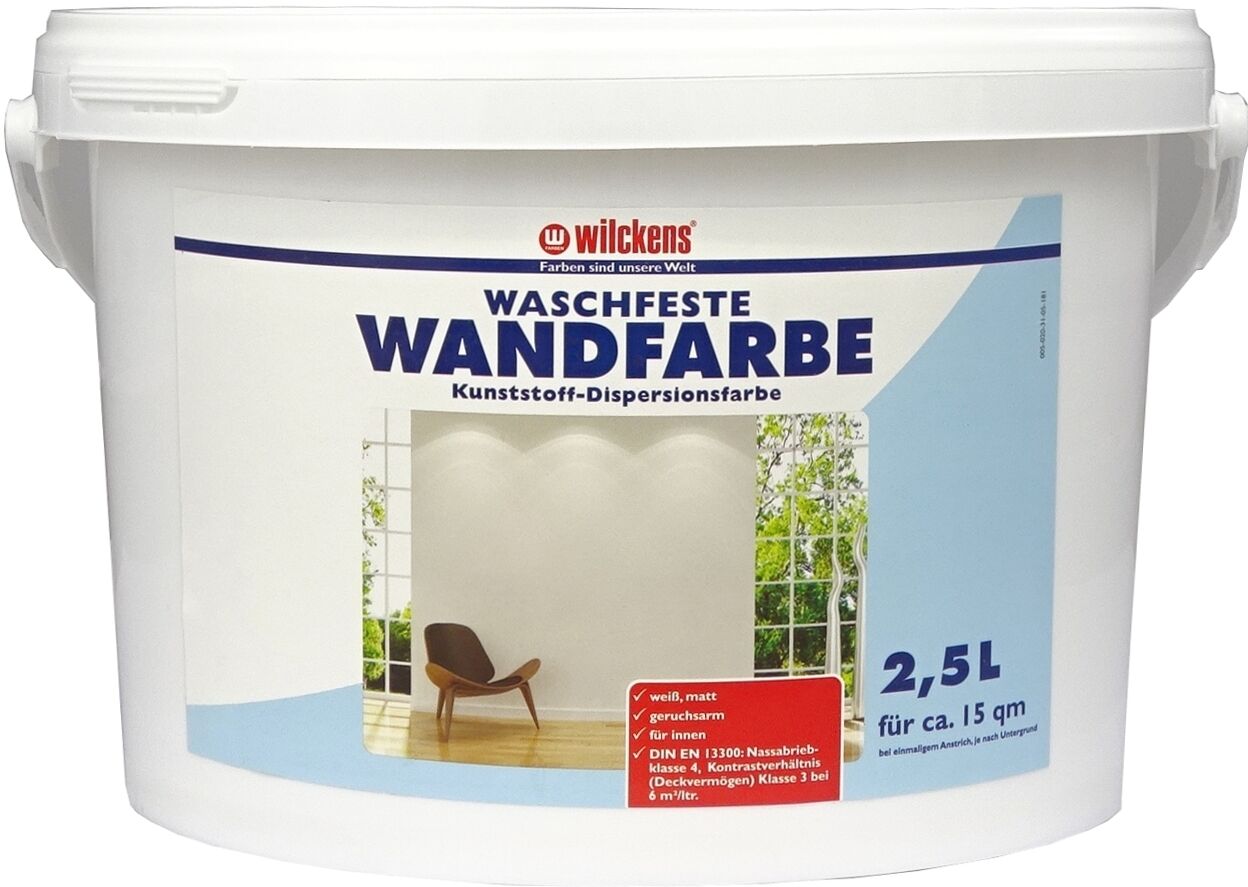 Wilckens Waschfeste Wandfarbe Weiß 2.5l