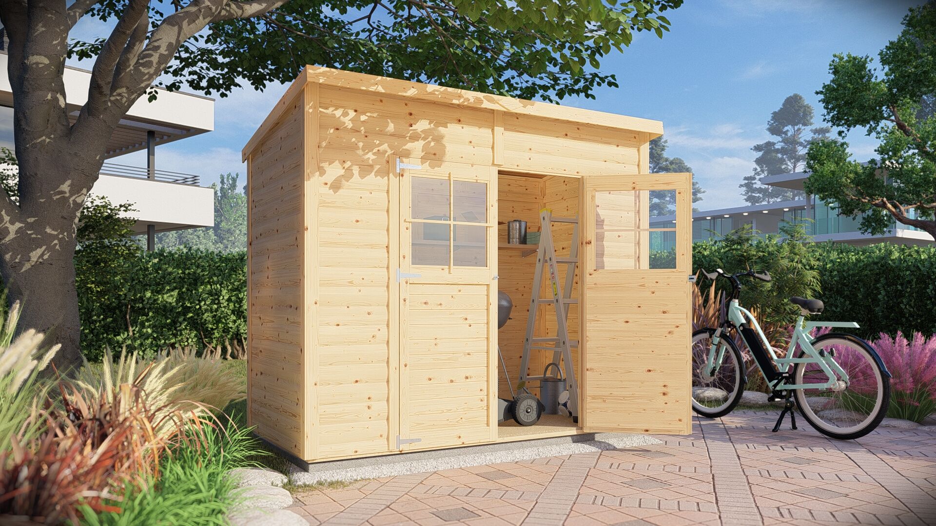 Gartenhaus Alster 2 naturbelassen 244 x 121 cm