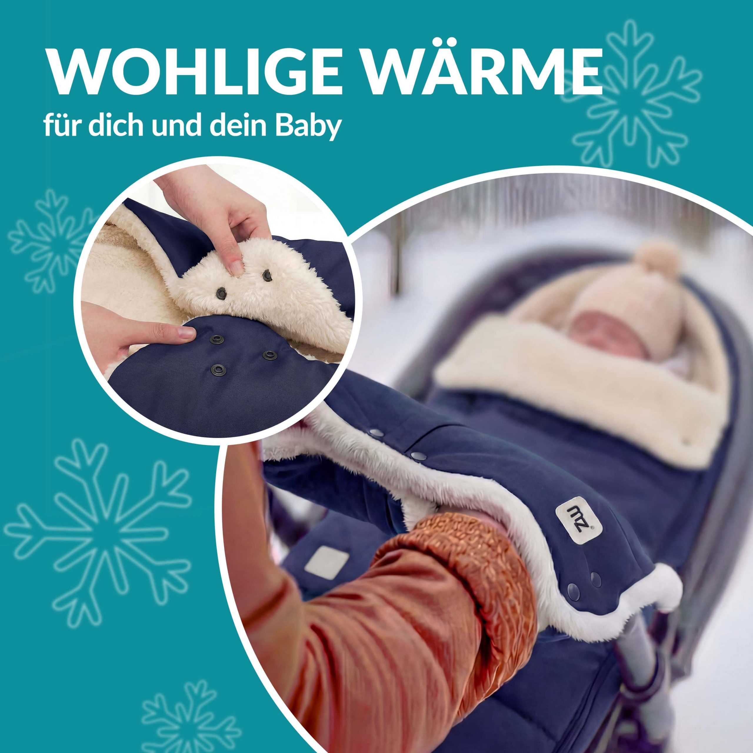 Babyfußsack Marine Kinderwagen geeignet mit Beutel