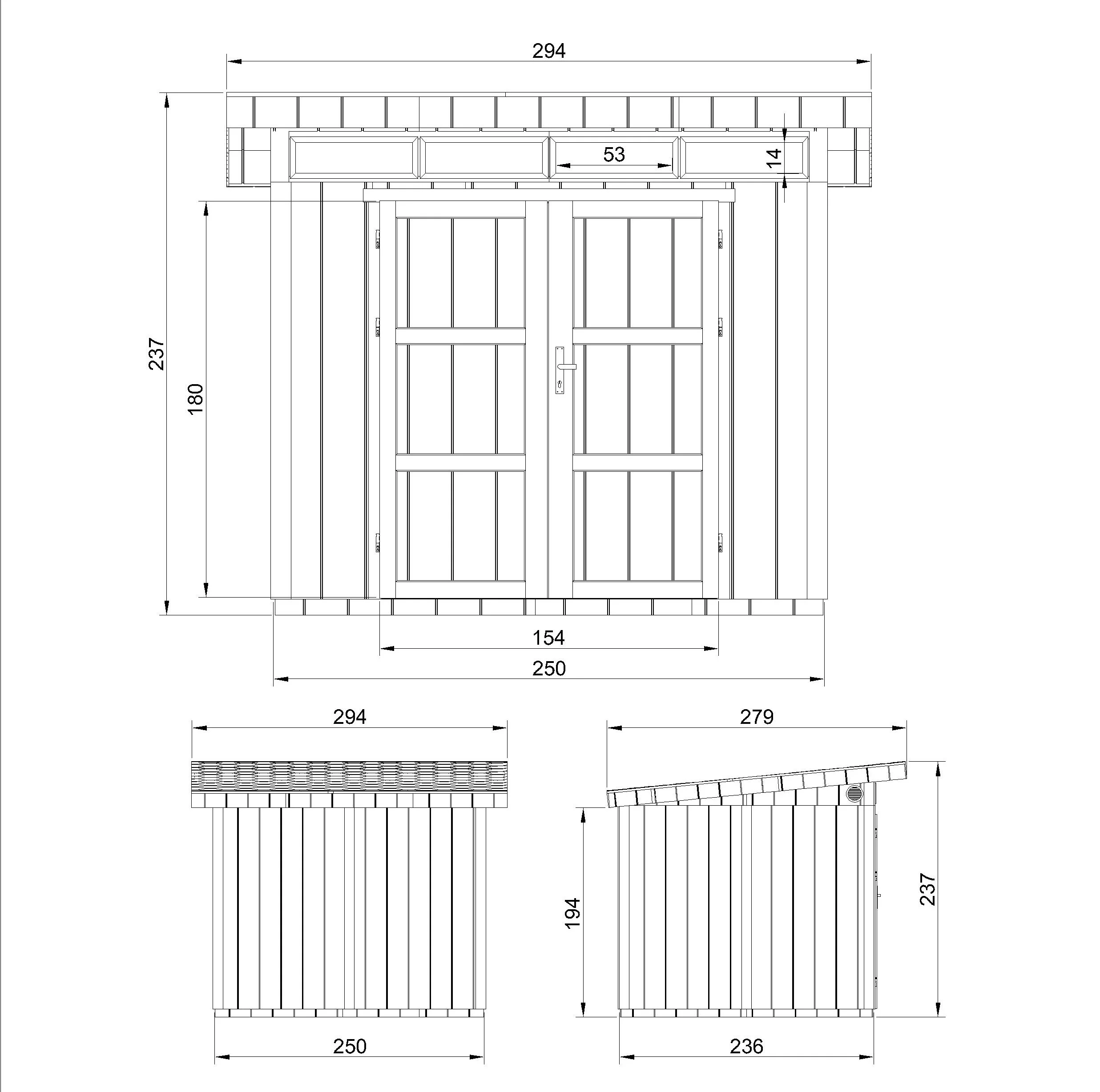 Pultdach Gartenhaus Norge 5 mit LP® SmartSide® M903A – 250 x 236 cm – 6 m2