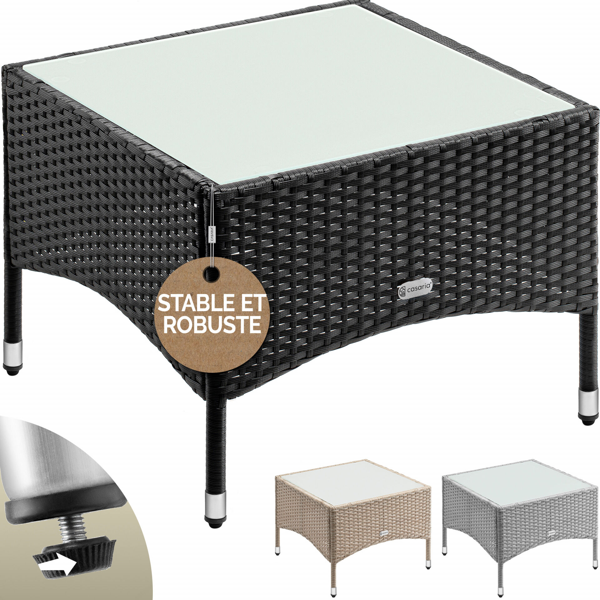 Polyrattan Beistelltisch Schwarz 58x58x42cm