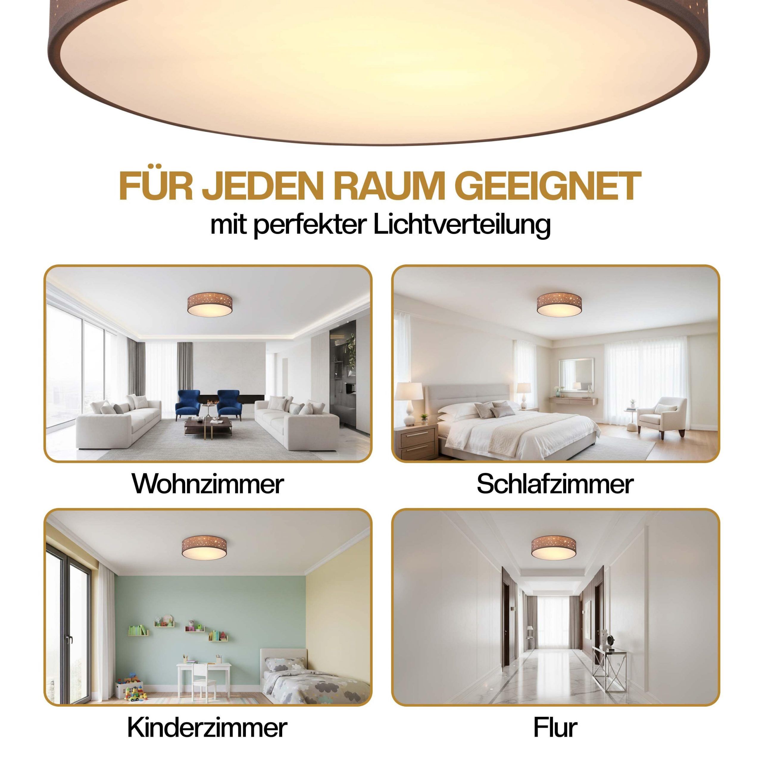 Deckenlampe Taupe Stoff Ø38cm Sternenhimmel