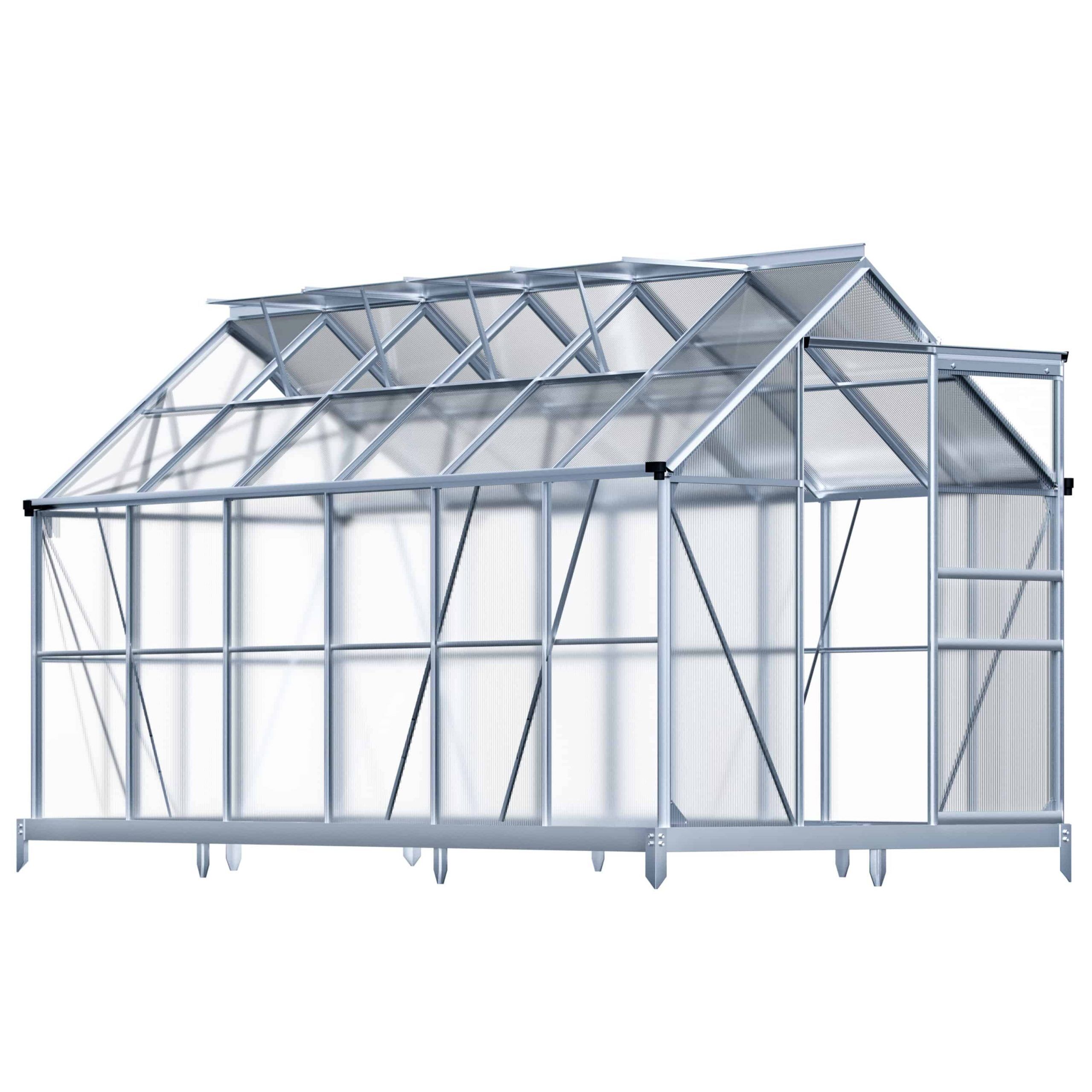 Alu Gewächshaus 380x190x195cm mit Fundament