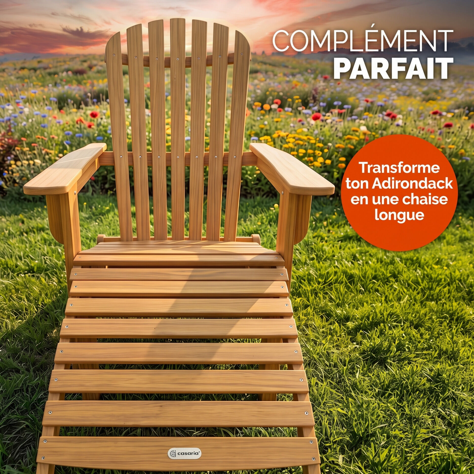 Fußstütze Akazienholz für Adirondack Gartenstuhl