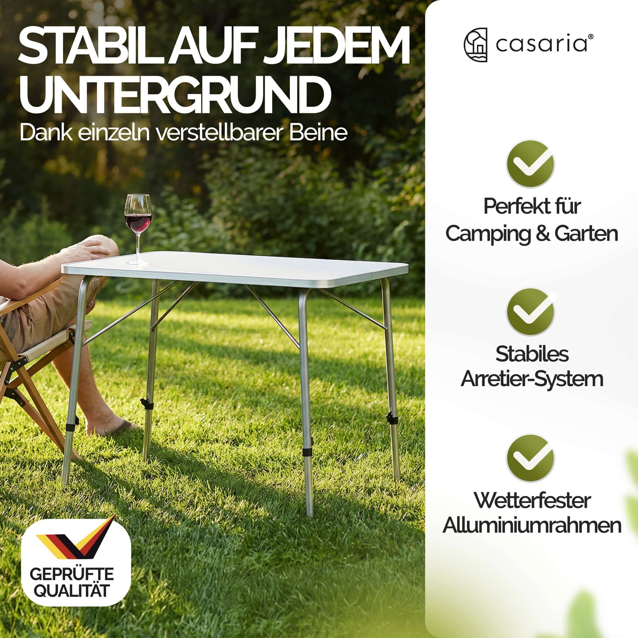 Gartentisch Silber Alu 80x55x50/69cm klappbar