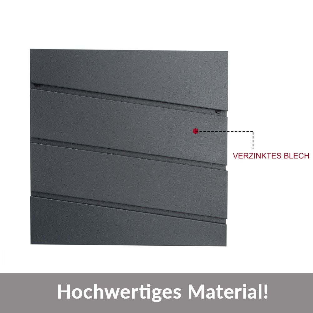Briefkasten mit Zeitungsrohr Anthrazit Stahl