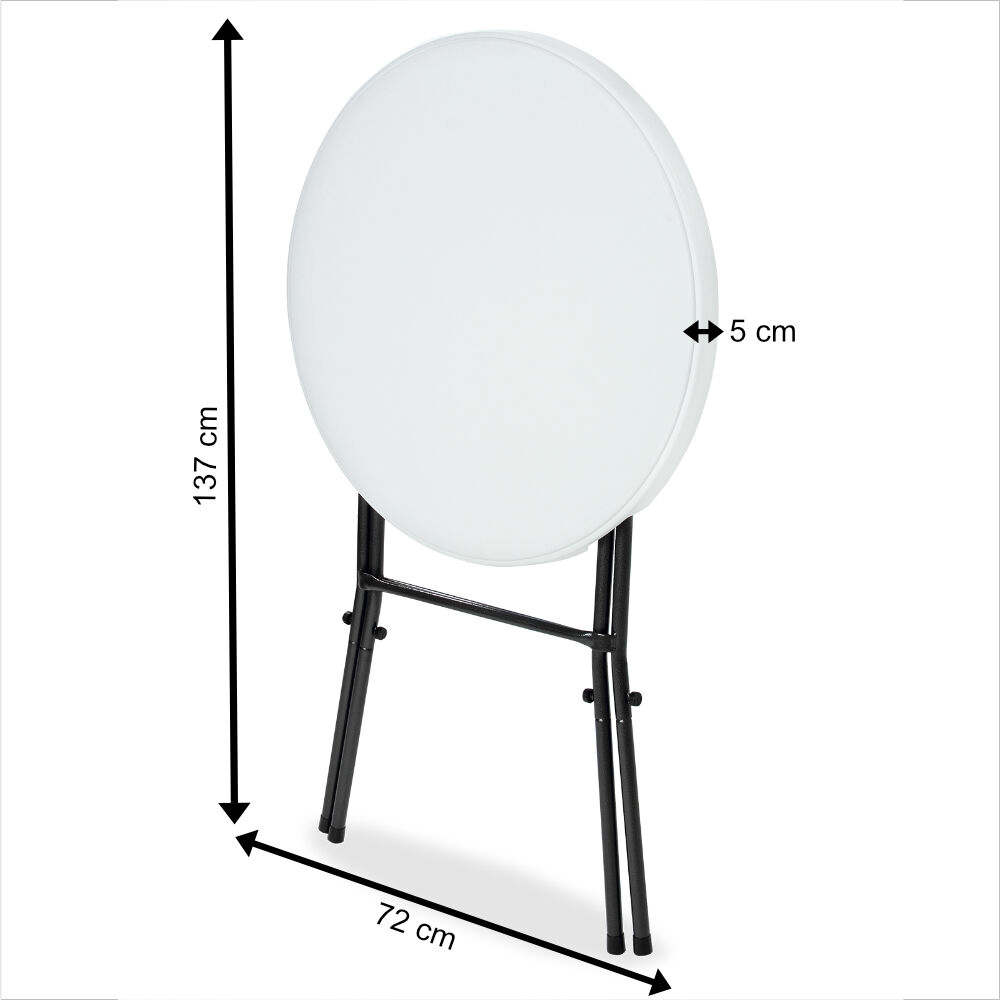 Stehtisch klappbar Kunststoff Ø72cm Weiß