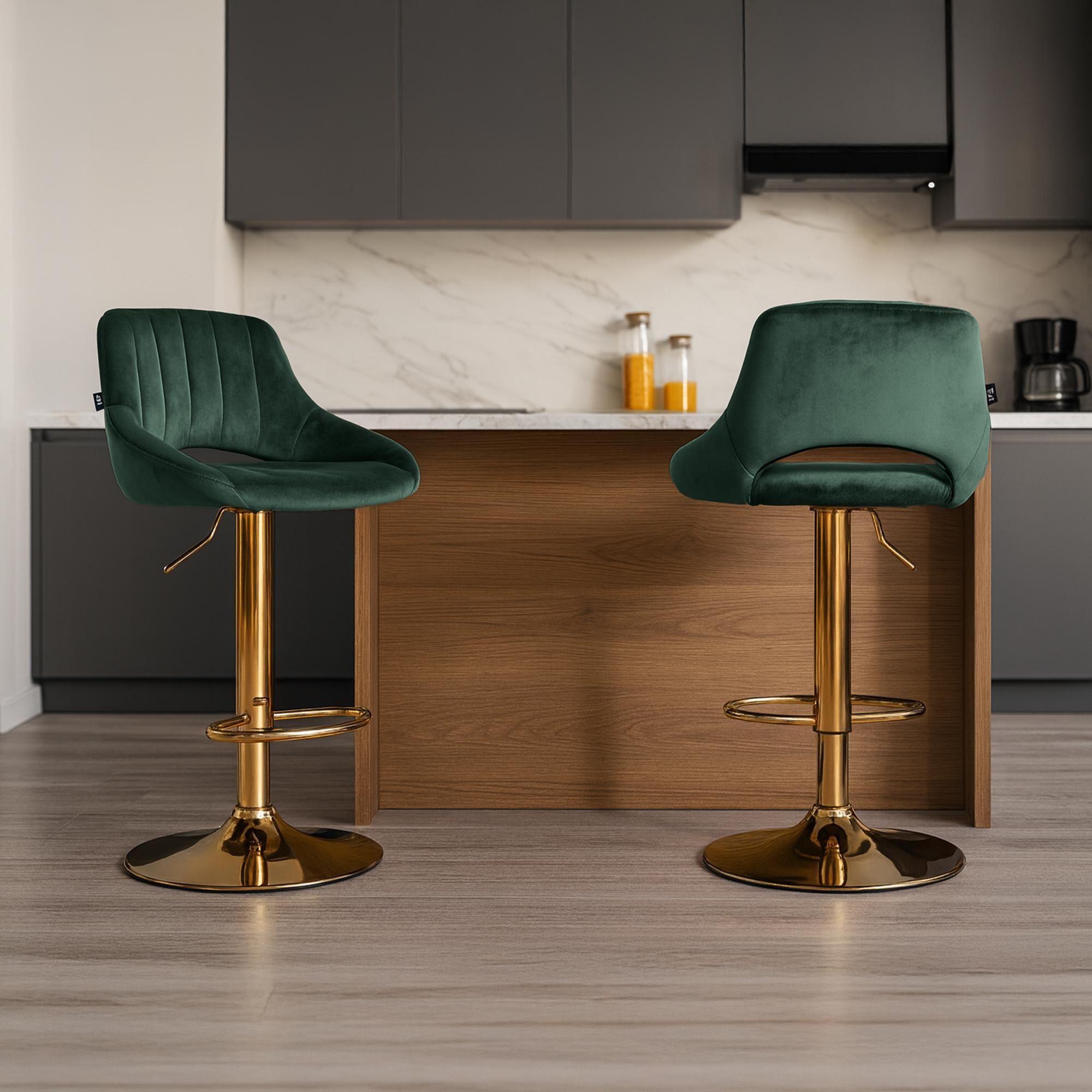 2er Set Barhocker Milet Samt G, grün