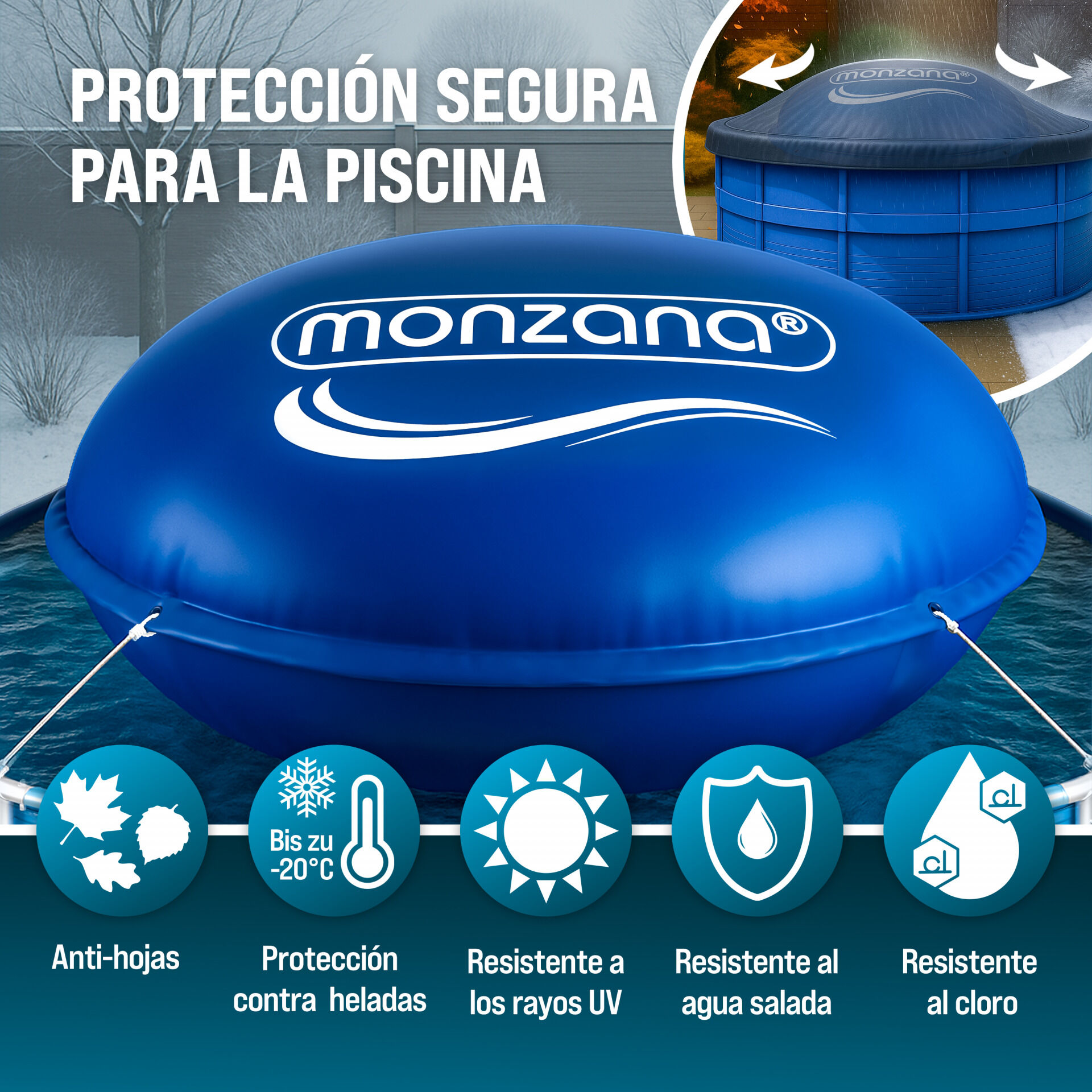 Poolkissen XXL Blau Ø3m -20°C