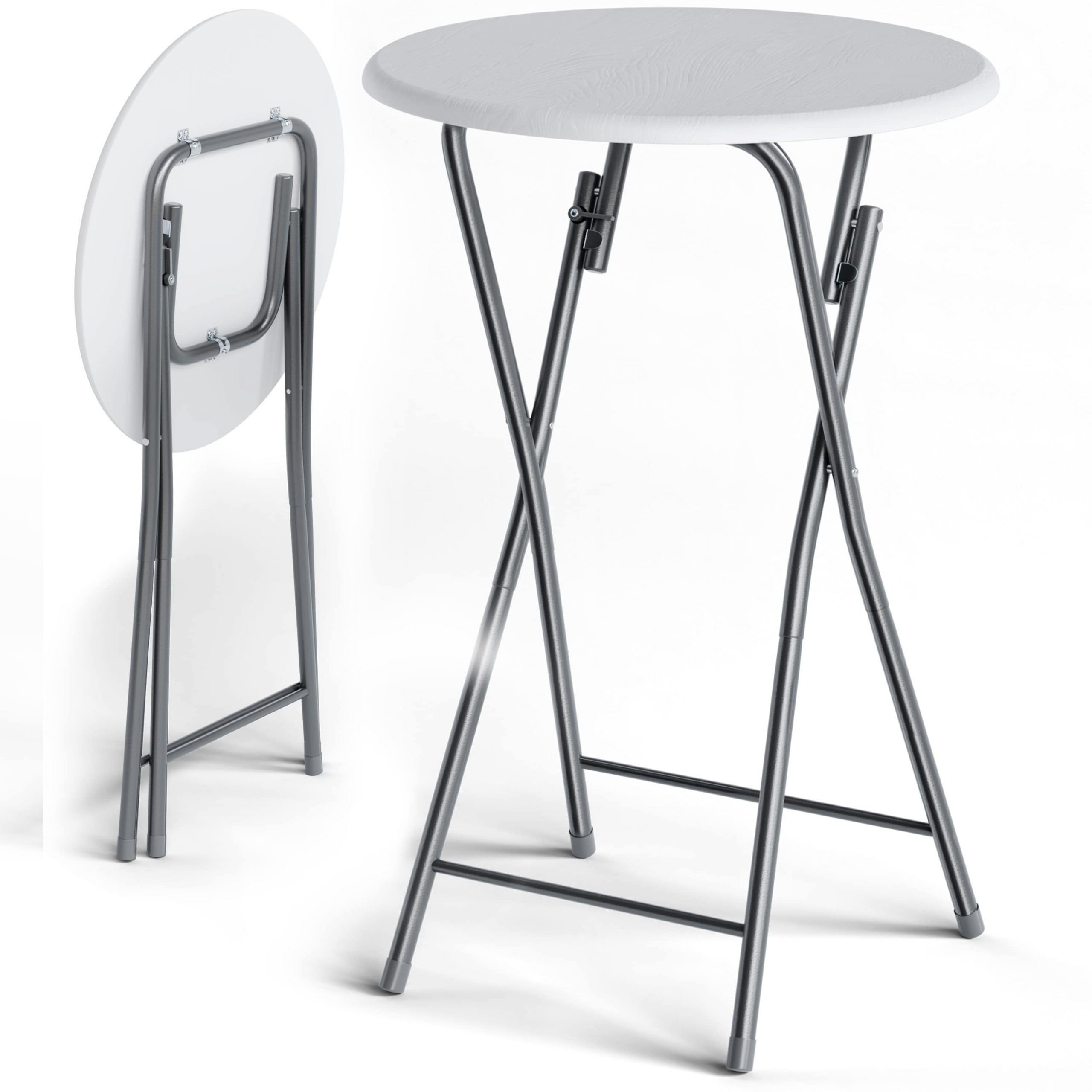 Stehtisch 2er-Set Ø60cm klappbar Holzdekor Weiß