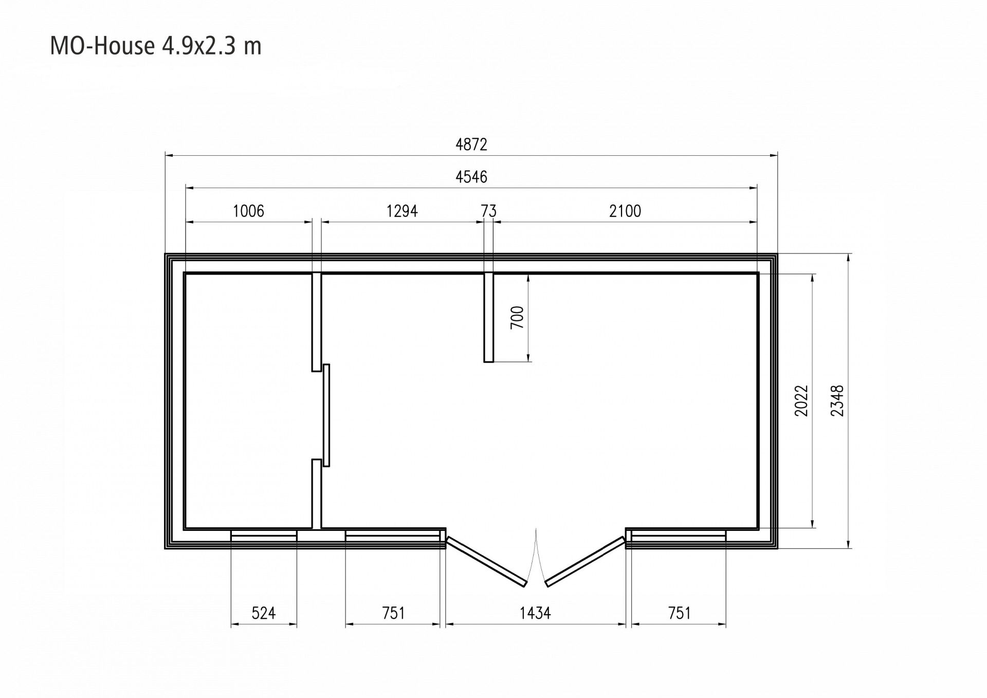 Mobilhaus Tinyhaus 2,3 x 4,9 m, Naturbelassen