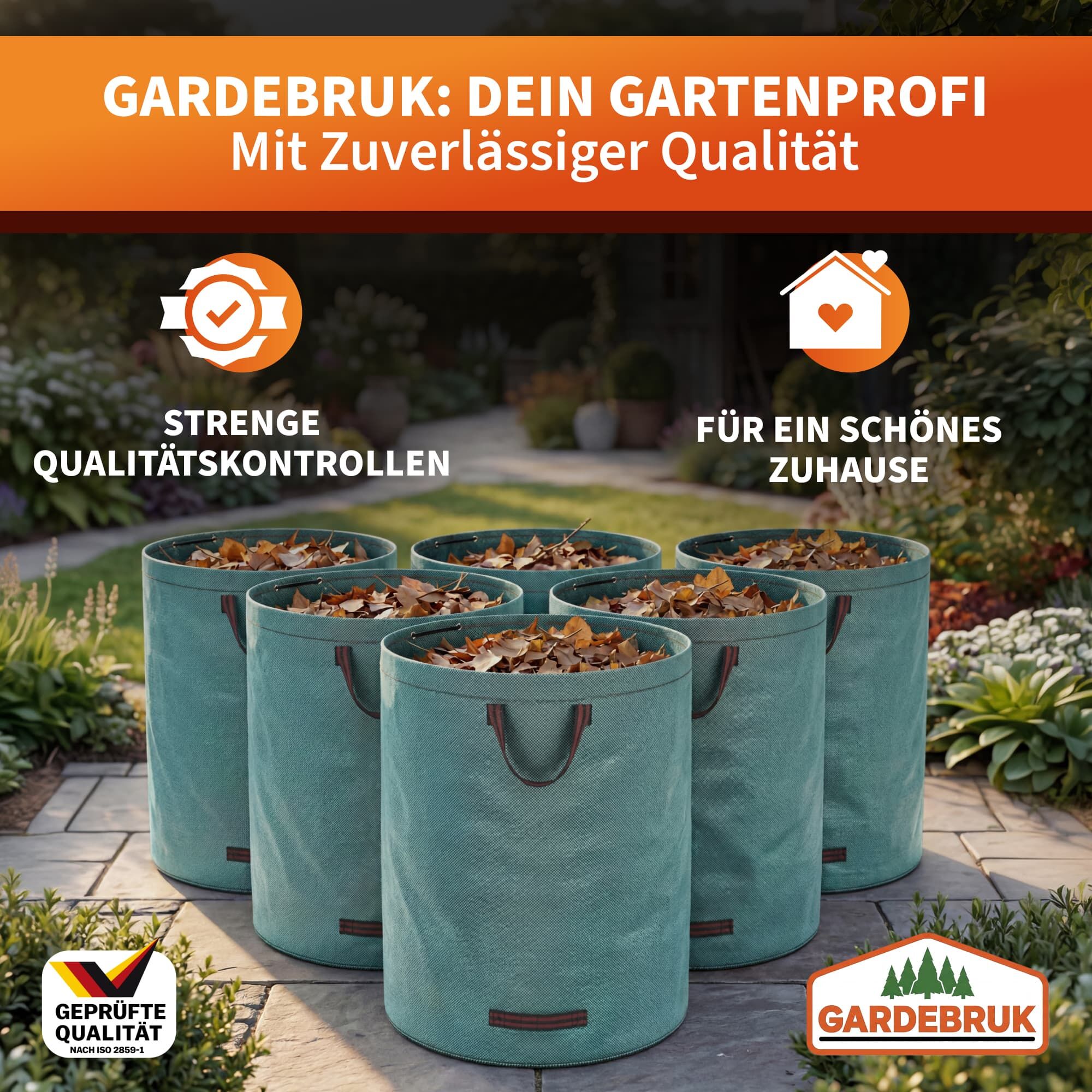 Gartenabfallsack 6er-Set Grün je 280 Liter