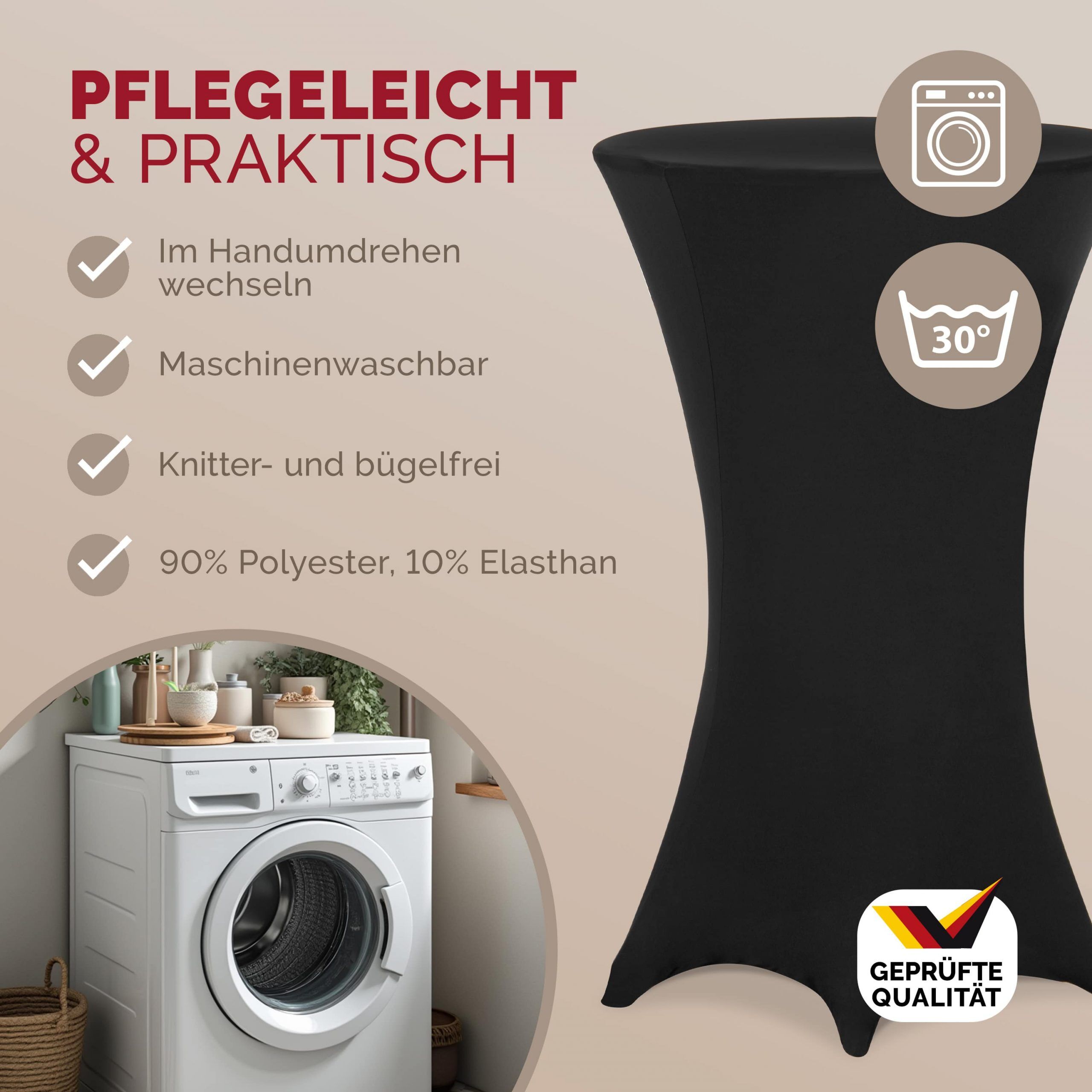 Stehtischhusse Schwarz Ø60cm