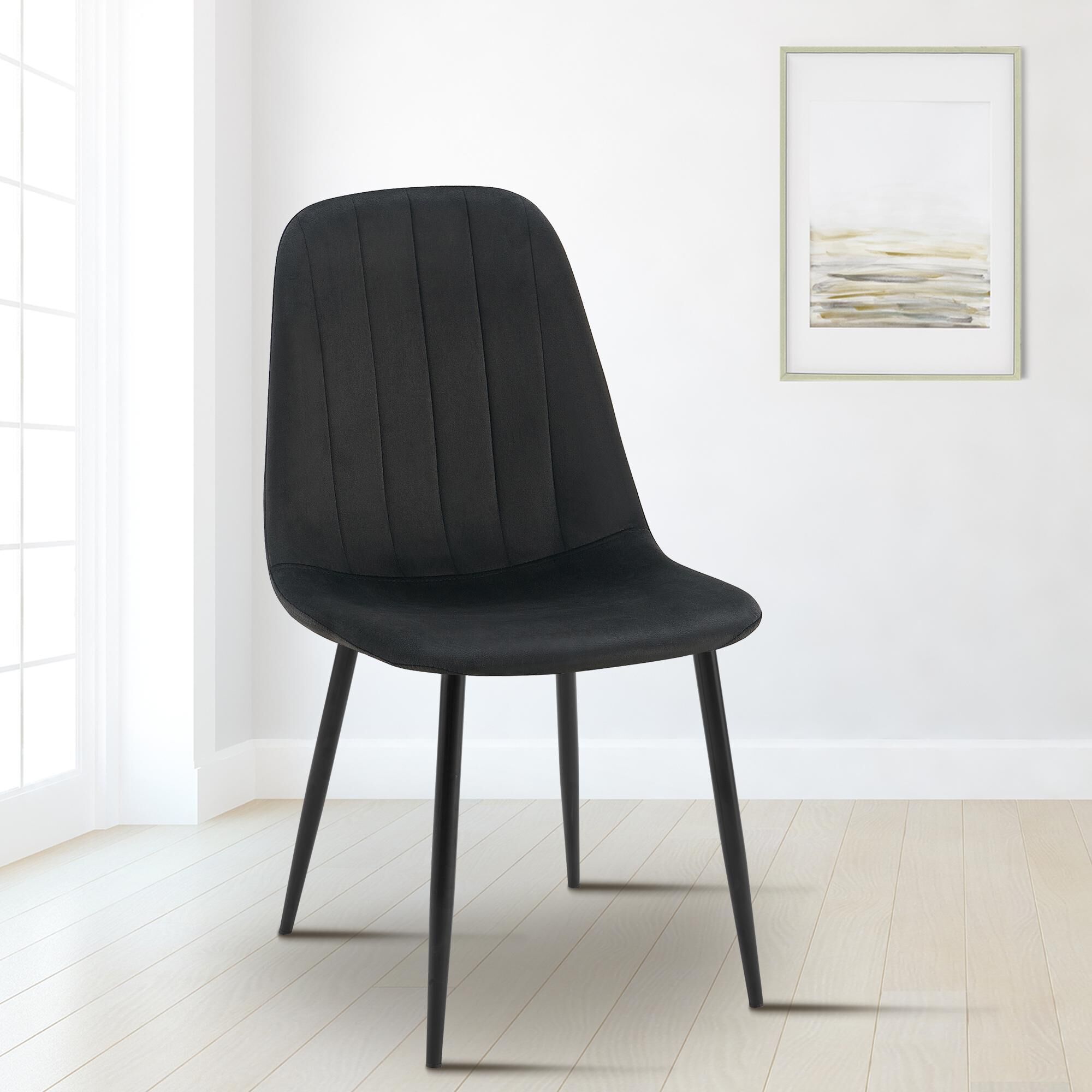 4er Set Esszimmerstuhl Baxter Samt, schwarz