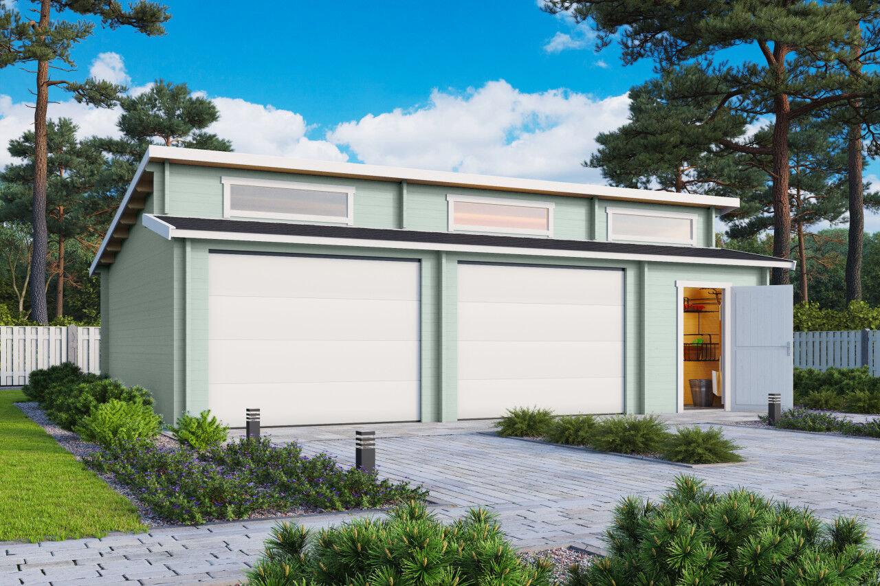 Lasita Maja Holzgarage Hawaii mit Sektionaltoren