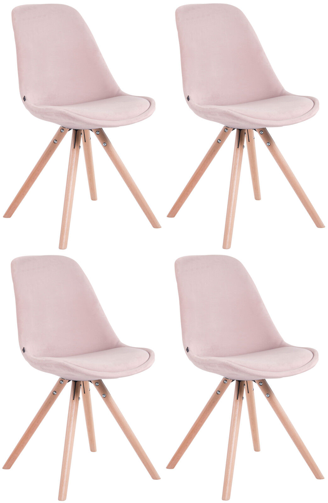 4er Set Stühle Toulouse Samt Rund natura, pink