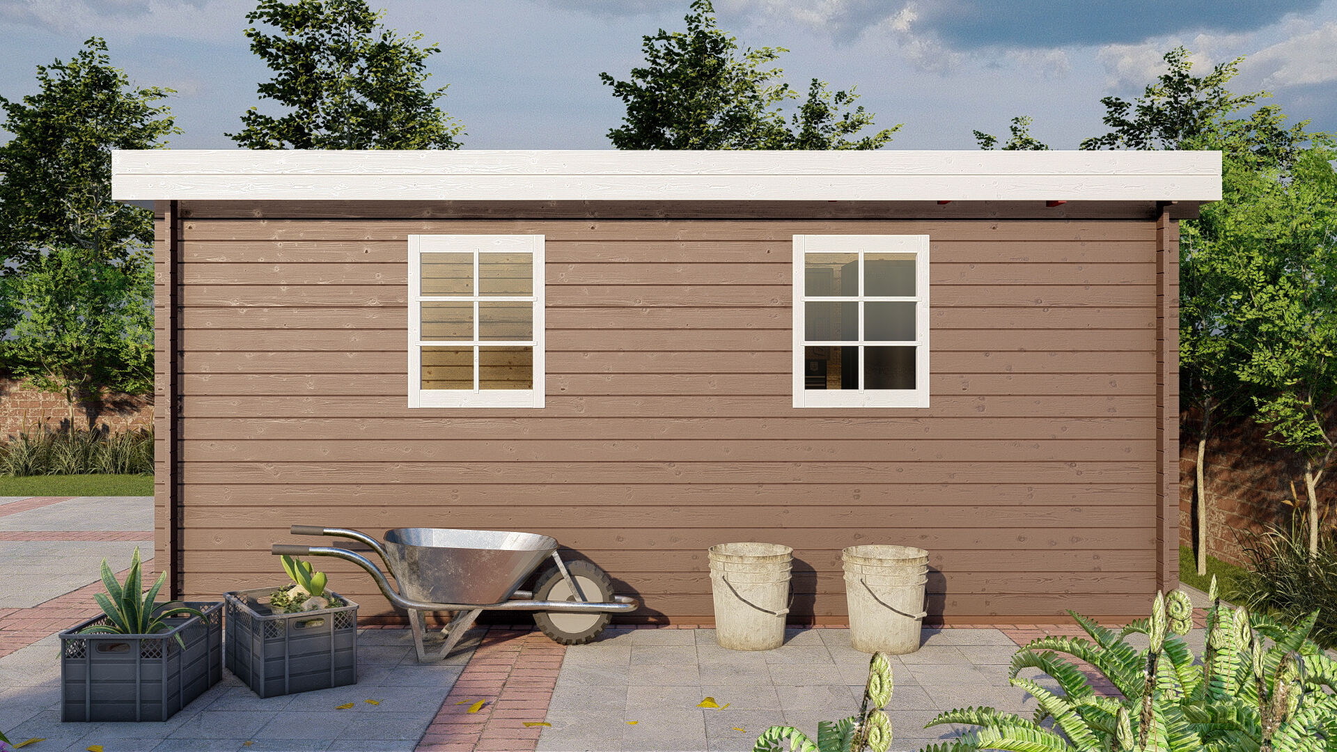 Flachdach Holzgarage Schweden 50 – 28 mm Blockbohlen Garage mit Holztor