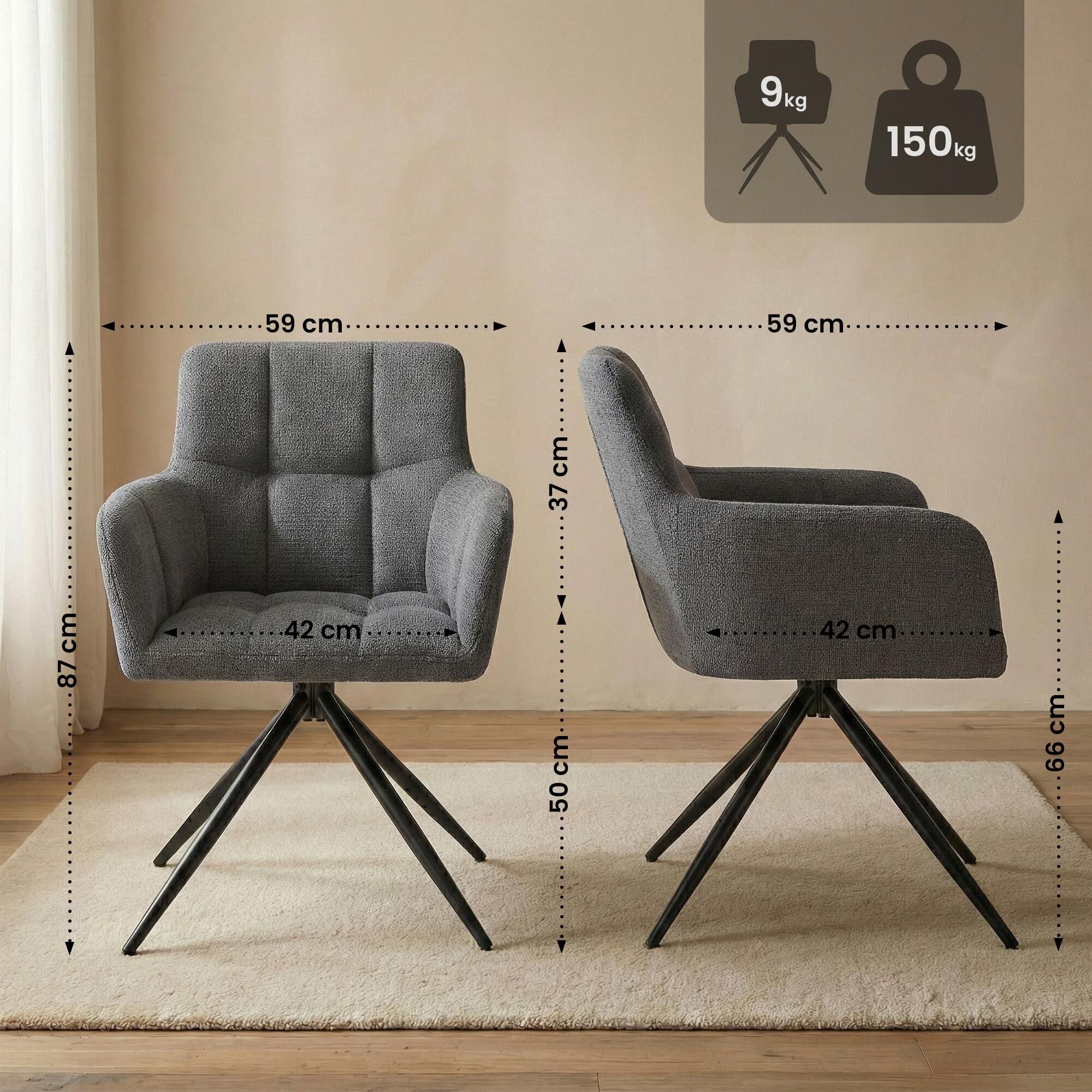 Esszimmerstuhl Jonah Stoff, dunkelgrau