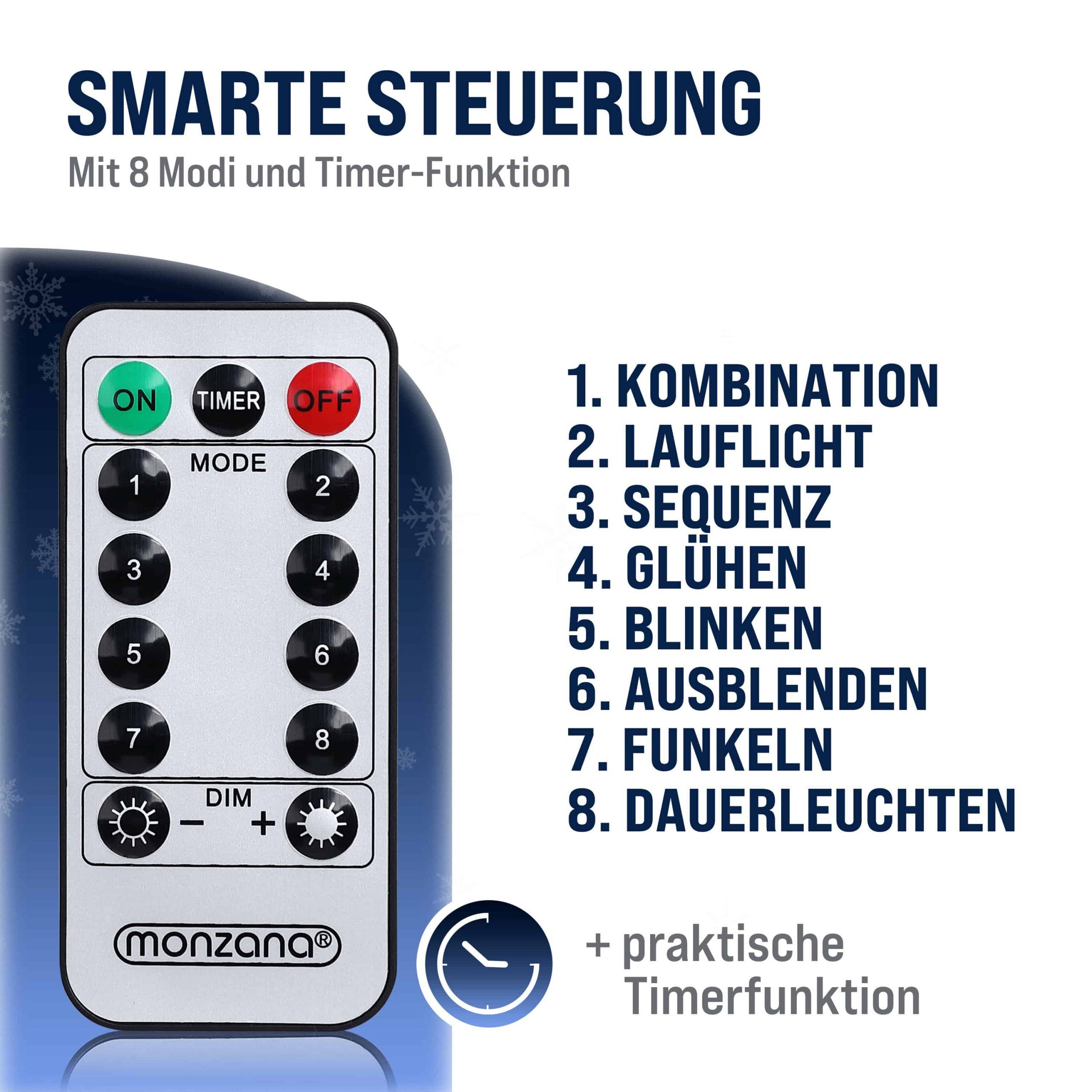 Regenlichterkette LED Warmweiß 15m Fernbedienung