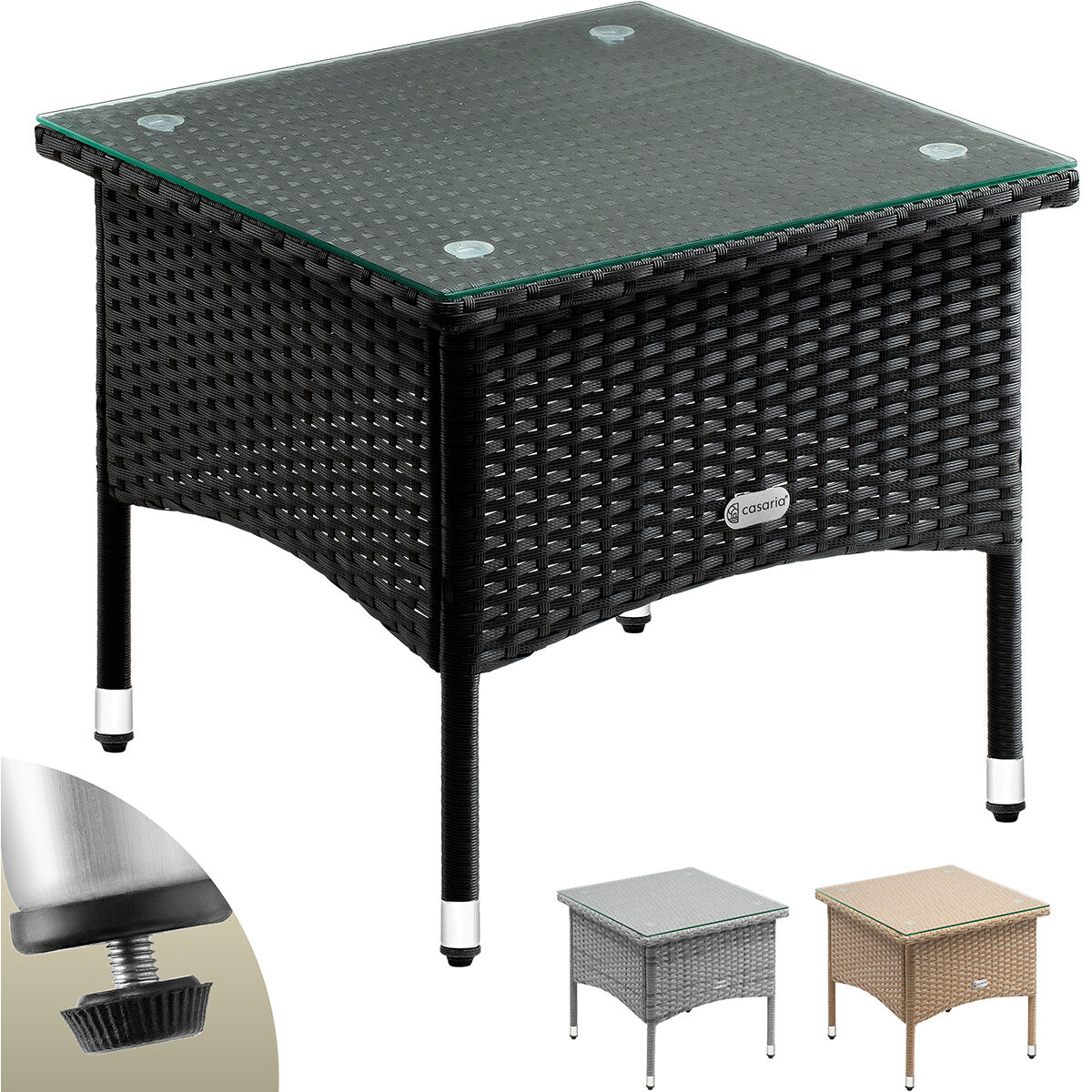 Polyrattan Beistelltisch Schwarz 50x50x45cm