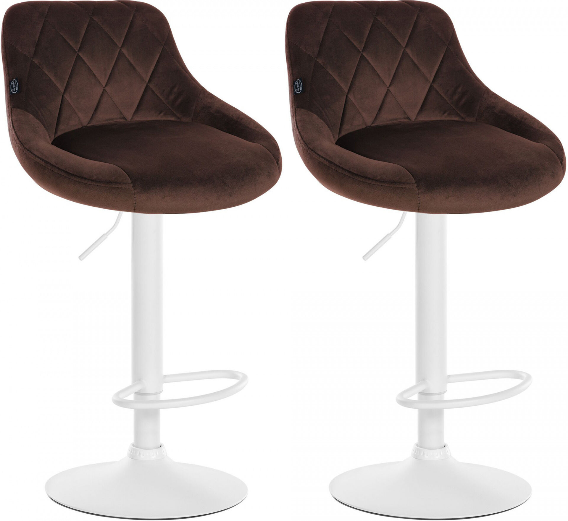 2er Set Barhocker Lazio Samt weiß, braun