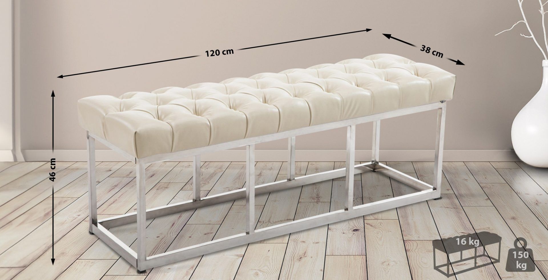 Sitzbank Amun Kunstleder E120, creme