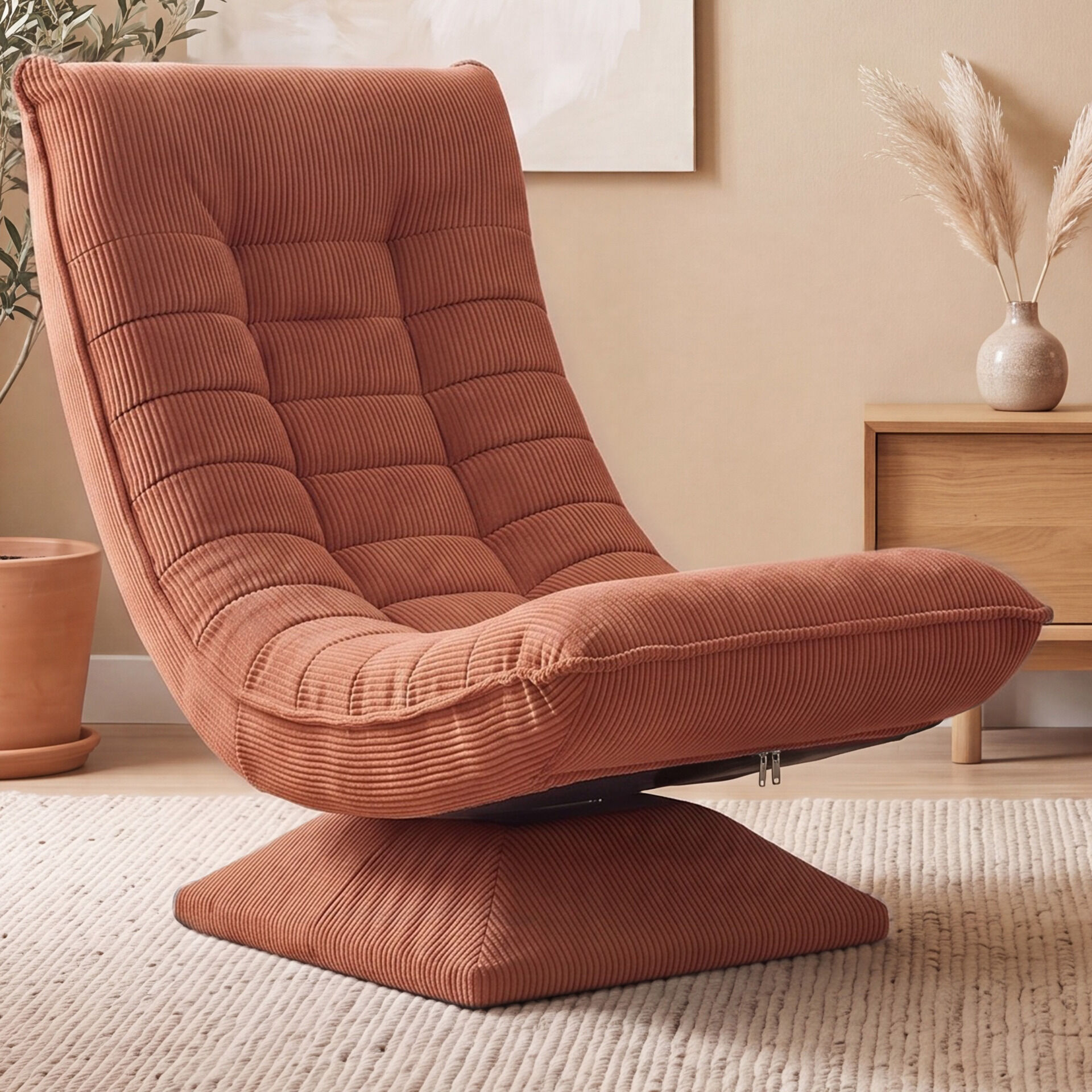 Sessel Aberdeen Terrakotta Cord 5fach verstellbar 360 Grad drehbar klappbar