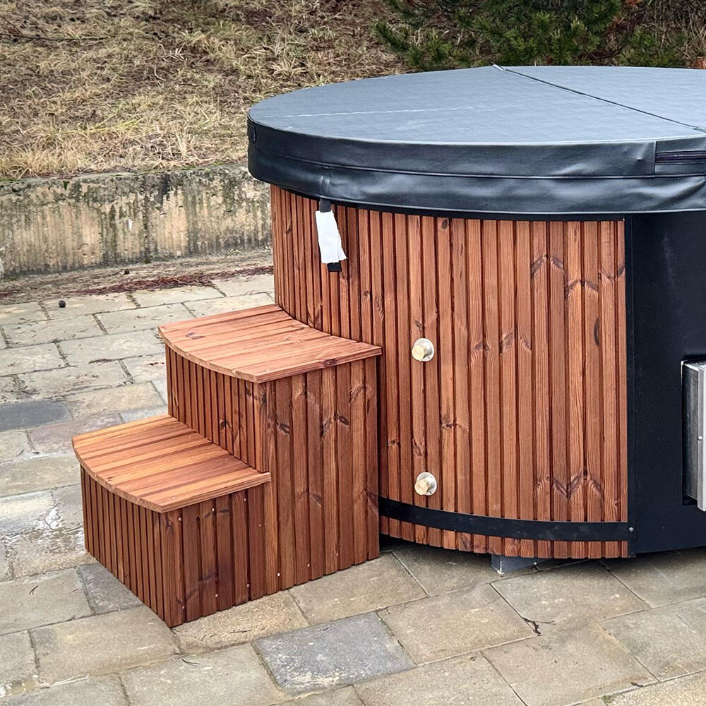 Badefass Classic Set mit Holzofen | Thermoholz | Acryl-Einsatz, weiß