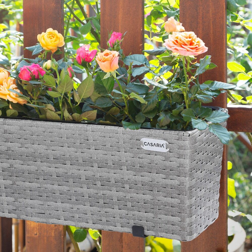 Polyrattan Blumenkasten 2er-Set Grau