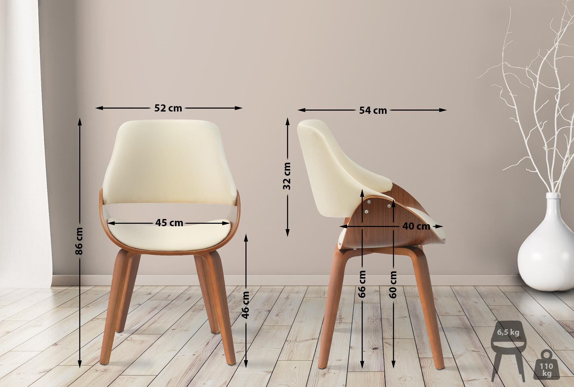 Esszimmerstuhl Vangale Kunstleder, walnuss/creme