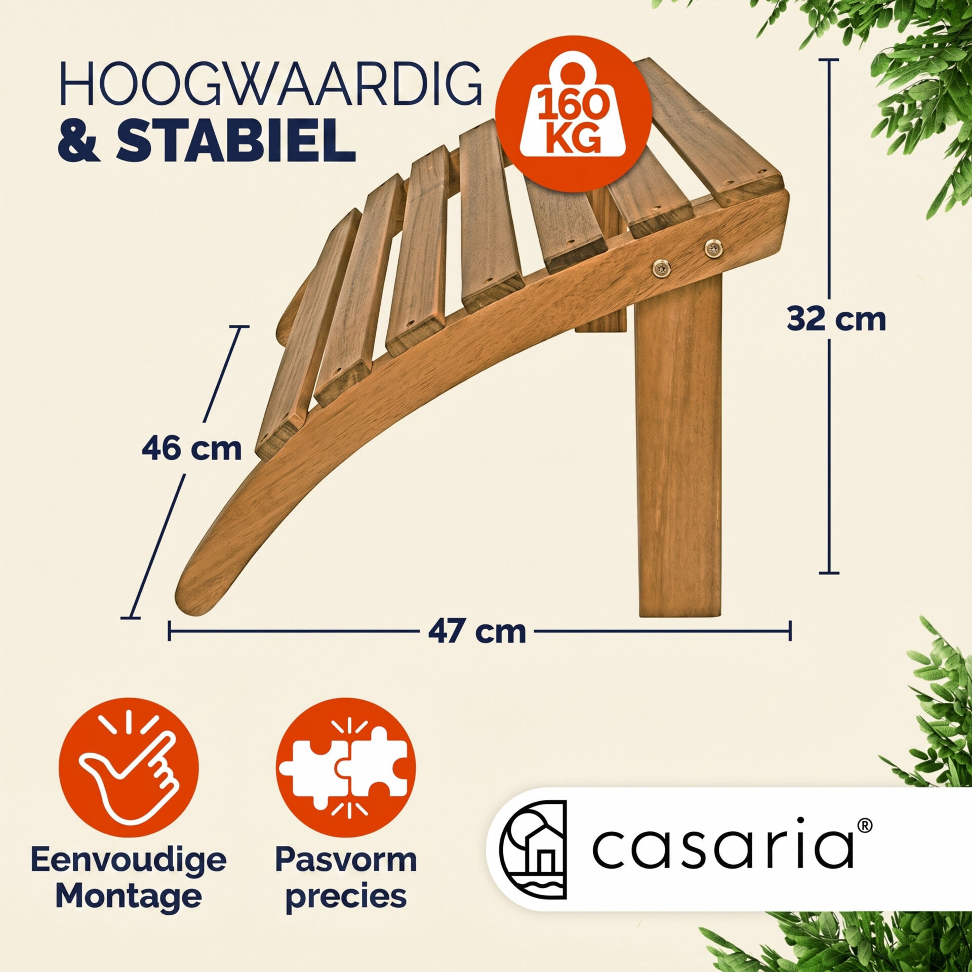 Fußstütze Akazienholz für Adirondack Gartenstuhl