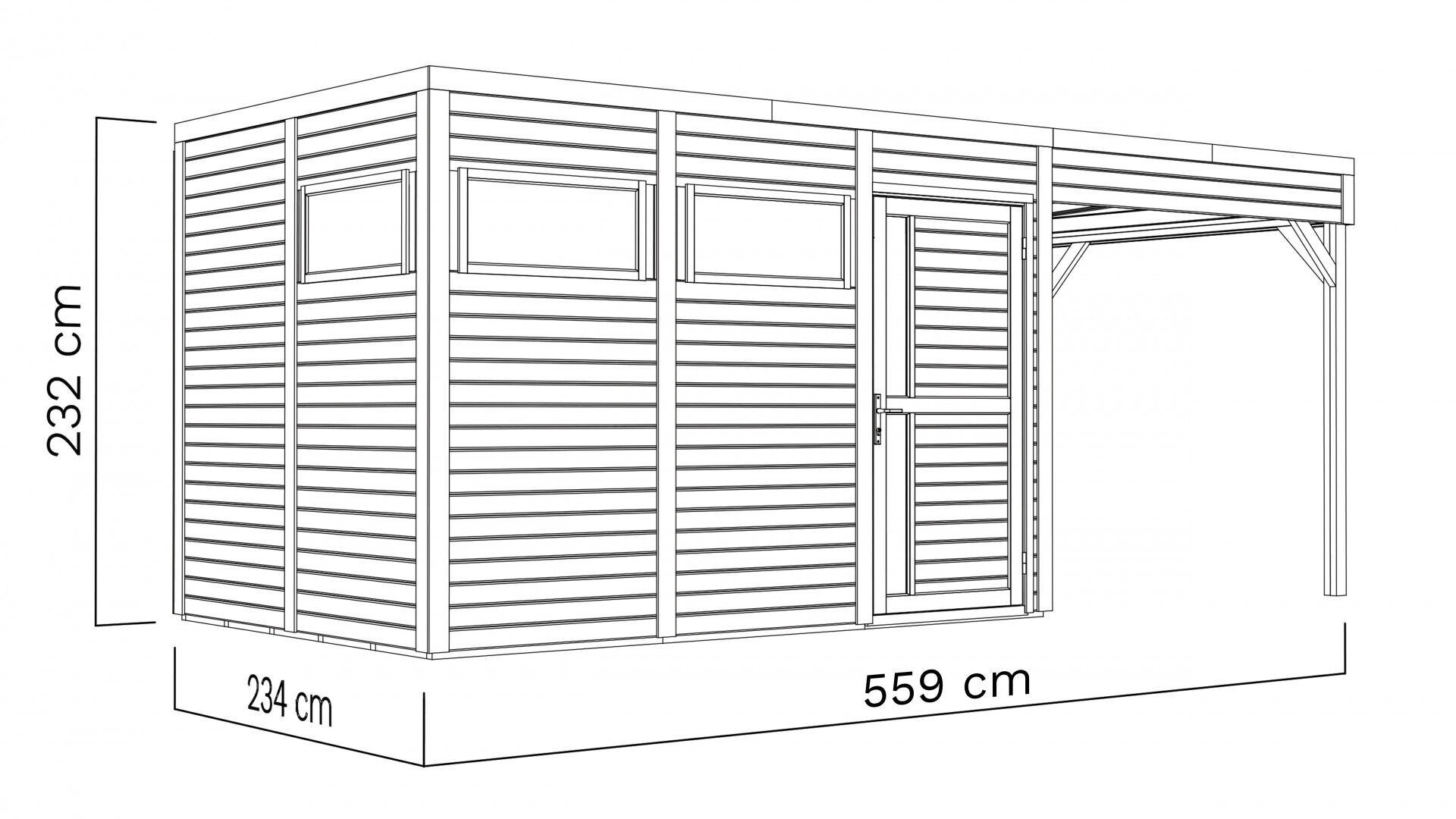 Gartenhaus Cubus 3 Lounge Anthrazit 558 x 234 cm