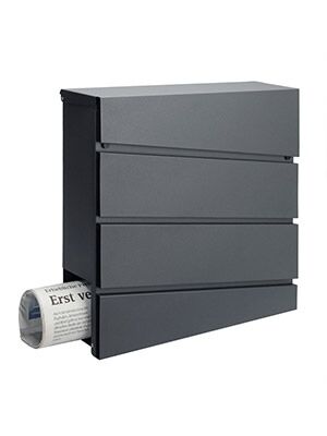 Briefkasten mit Zeitungsrohr Anthrazit Stahl