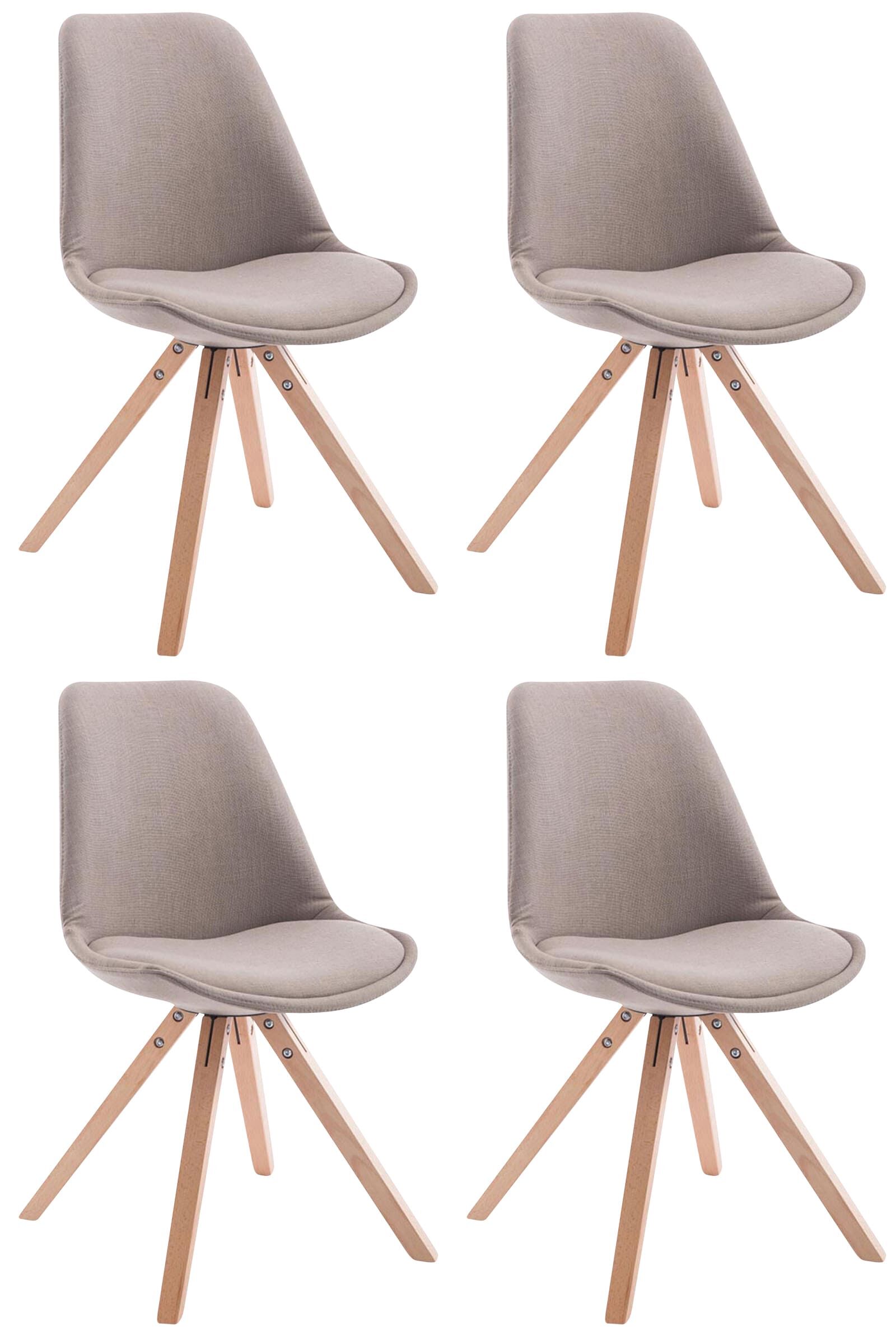 4er Set Besucherstuhl Toulouse Stoff Square Natura, taupe