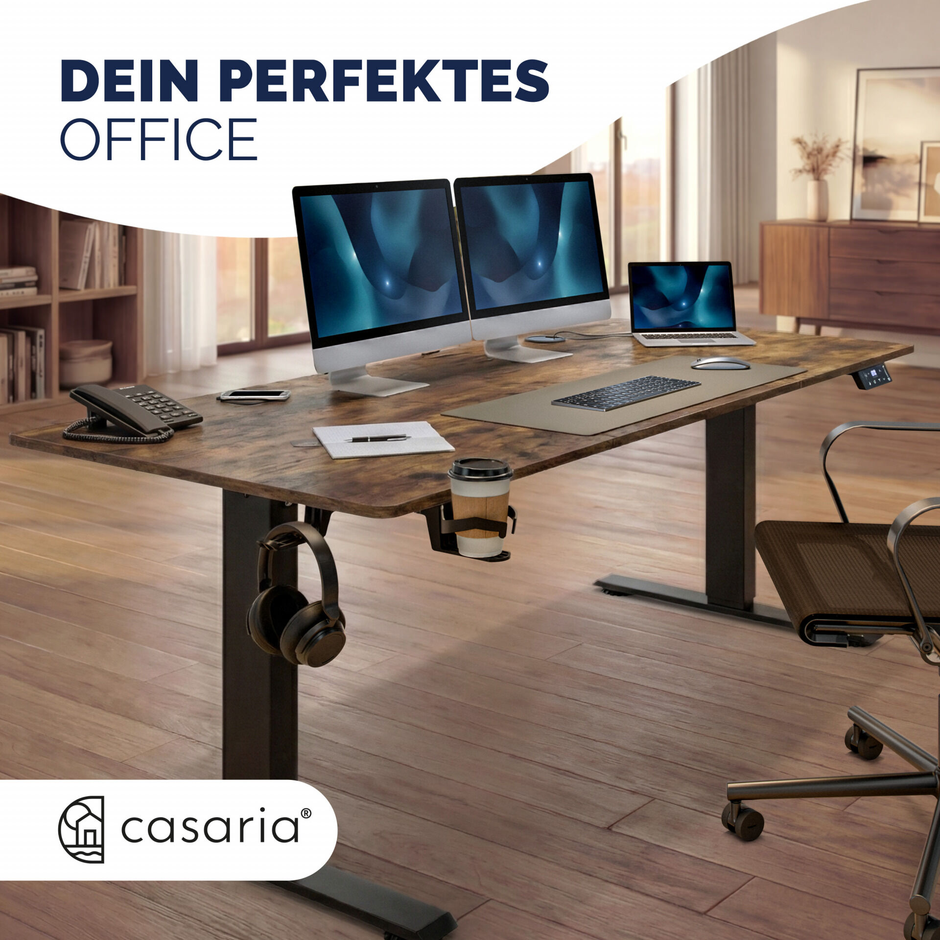 Höhenverstellbarer Schreibtisch Braun 120x60x72-117cm