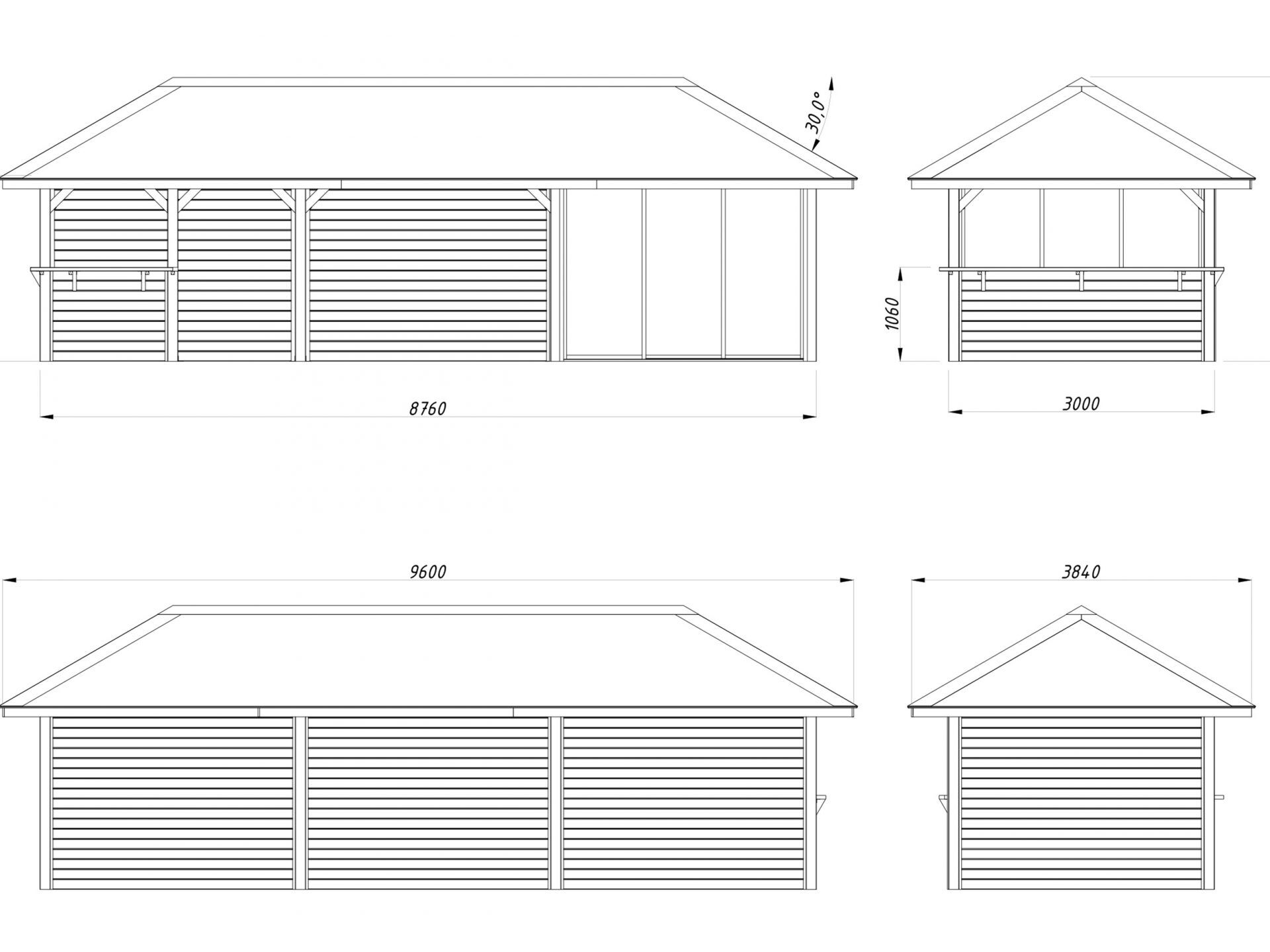 Palmako Pavillon Bianca 24,9 m2 Set 215 Slide