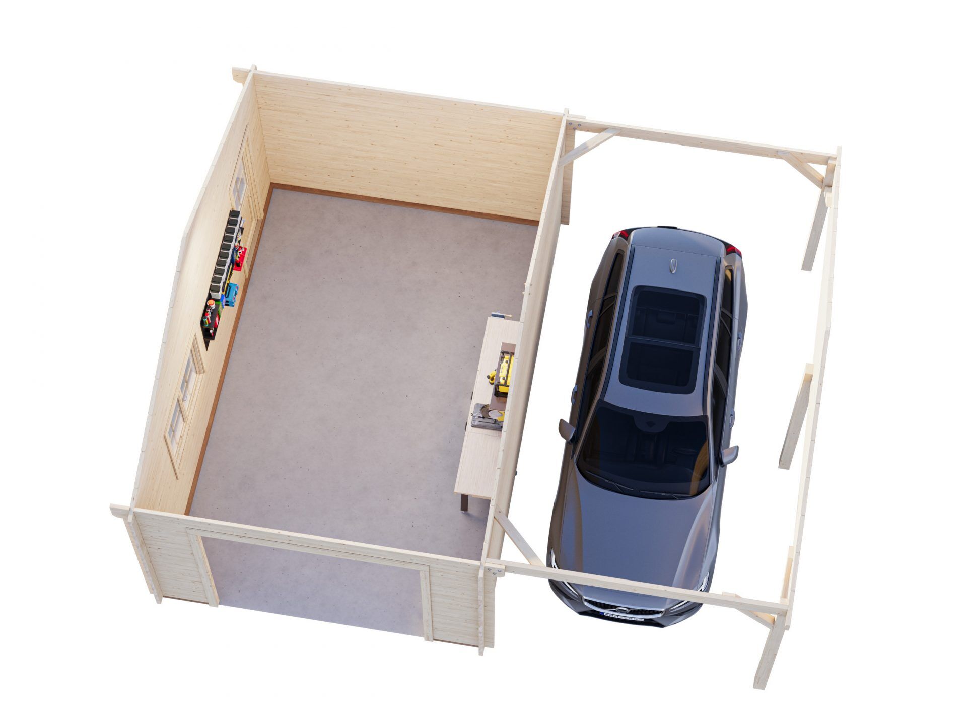 Palmako Holzgarage Roger 19,0+16,2 m2 ohne Tor