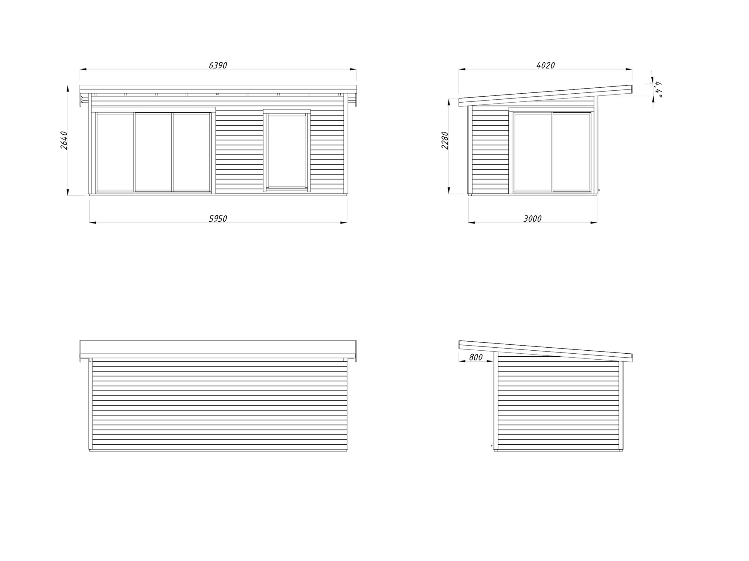 Palmako Pultdach Gartenhaus Andrea 17,1 m² Slide Plus