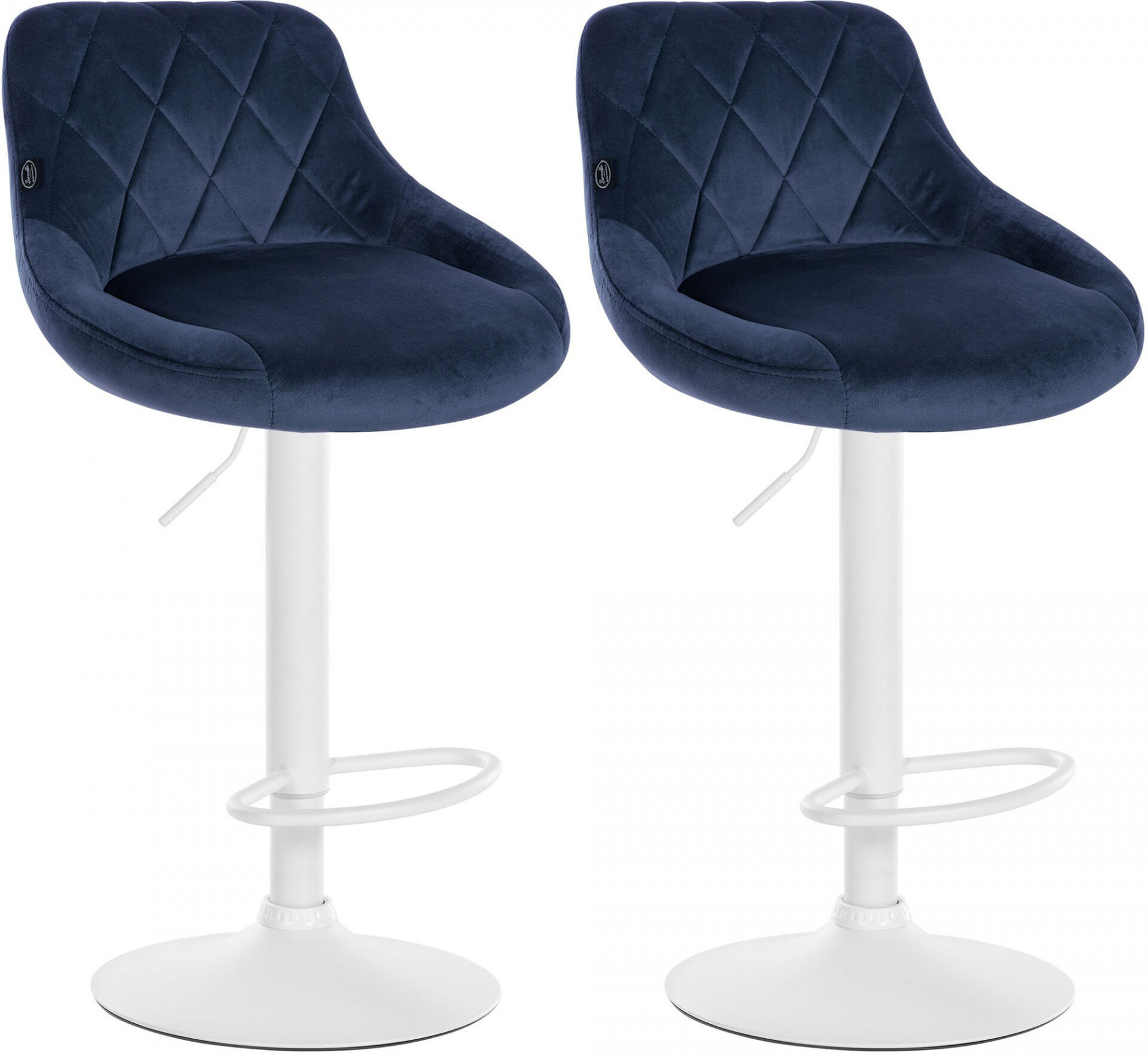 2er Set Barhocker Lazio Samt weiß, blau