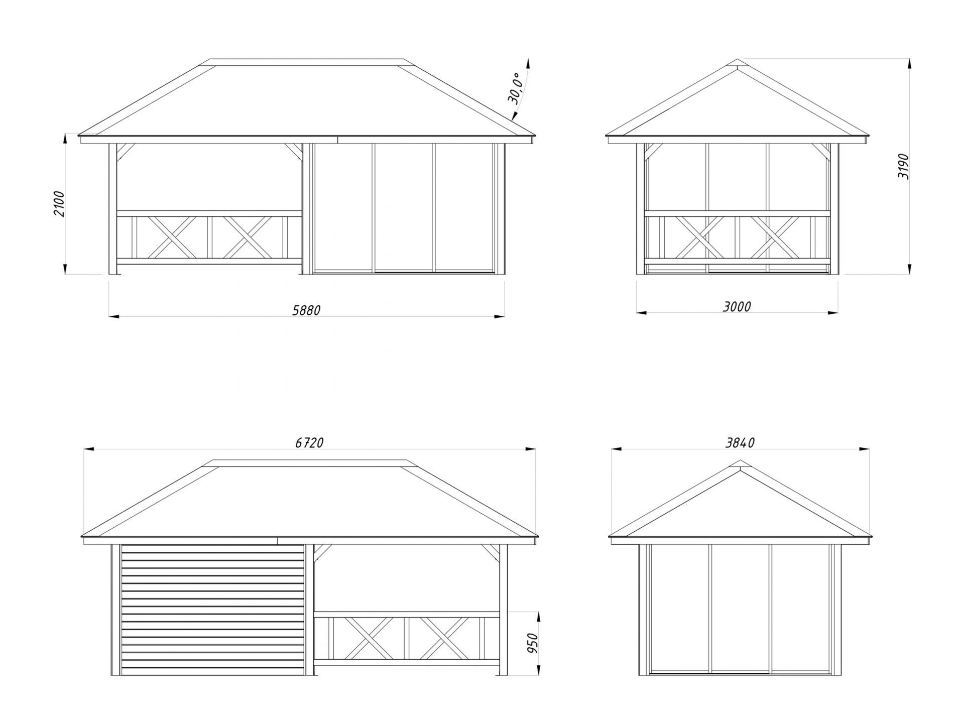 Palmako Pavillon Bianca 16,6 m2 Set 204 Slide