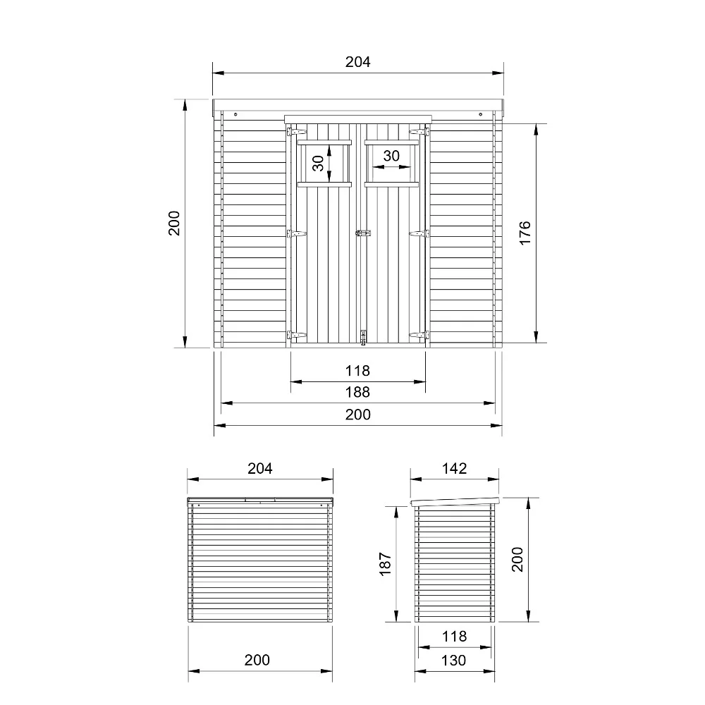 Gartenhaus Benno M311+M311G mit Boden – Gerätehaus Holz 200 x 130 cm – 2 m2