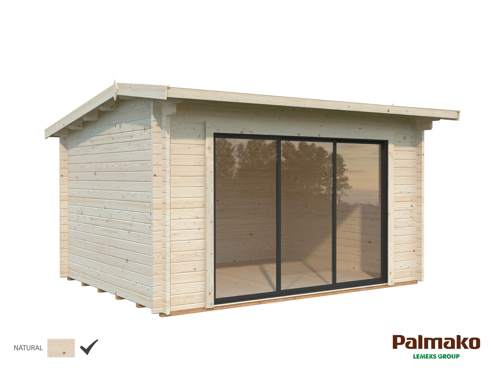 Palmako Gartenhaus Ines 11,1 m² mit Schiebetür Plus