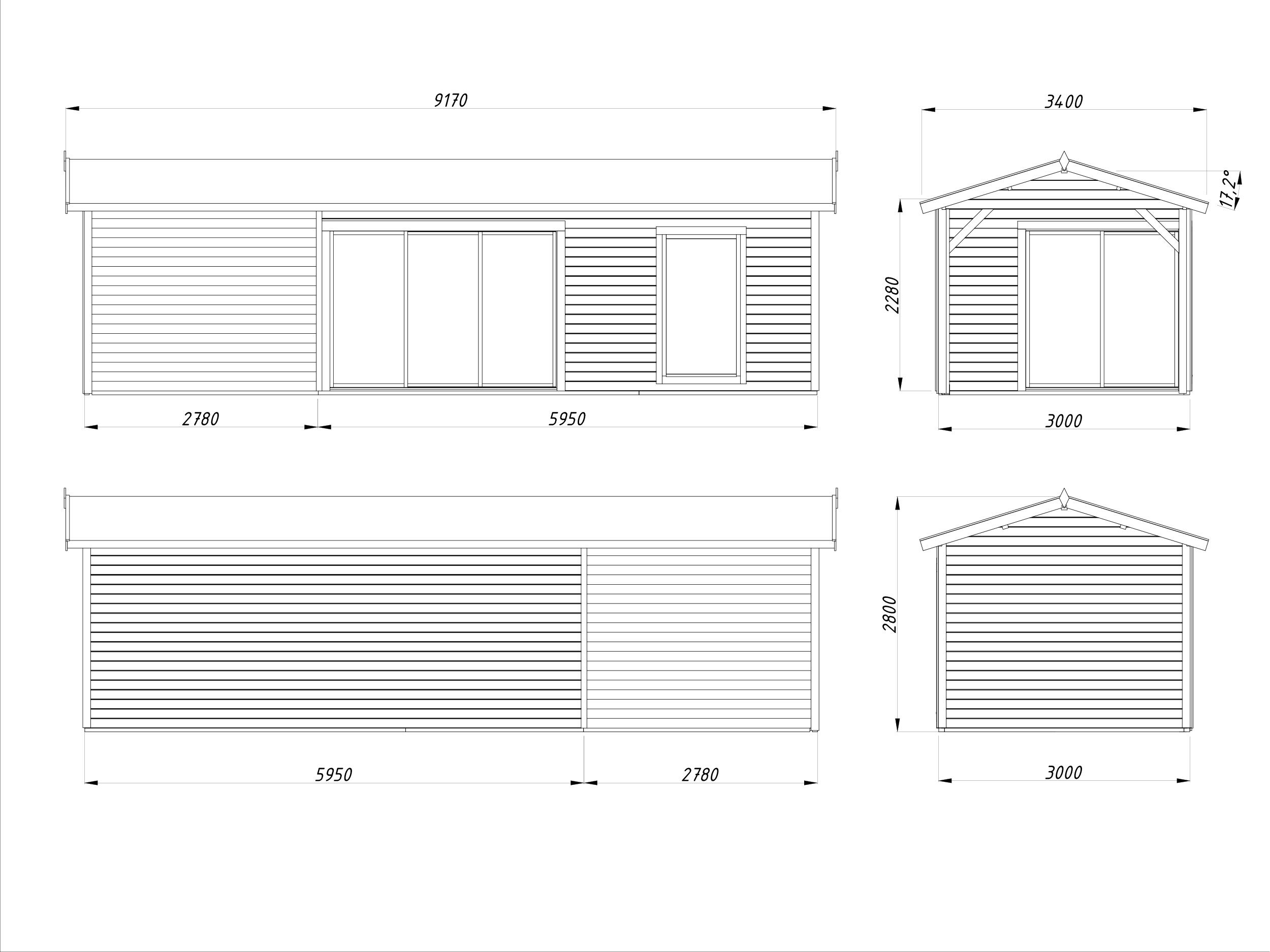 Palmako Gartenhaus Amanda 17,1+7,8 m² Slide