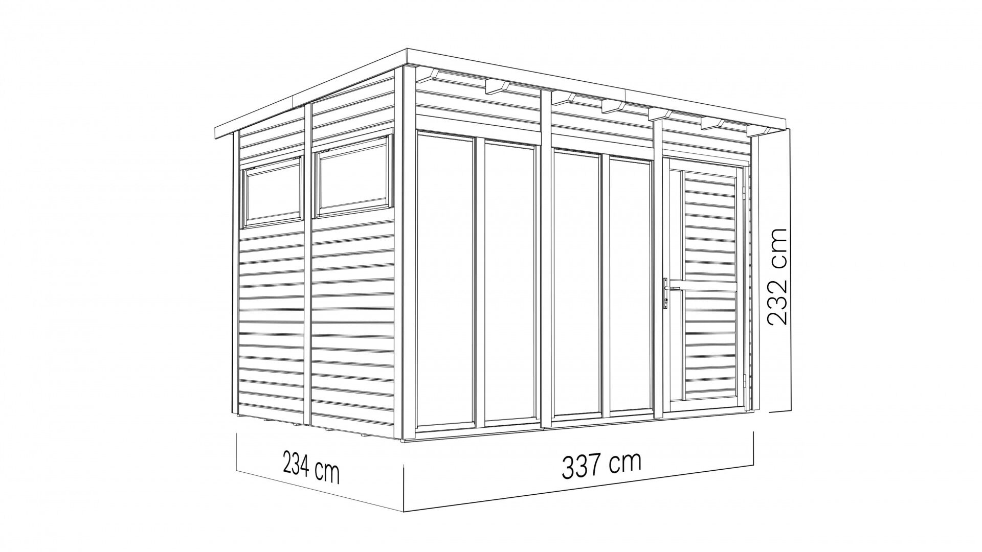 Gartenhaus Holz Pentus 3 Office naturbelassen 333 x 230 cm