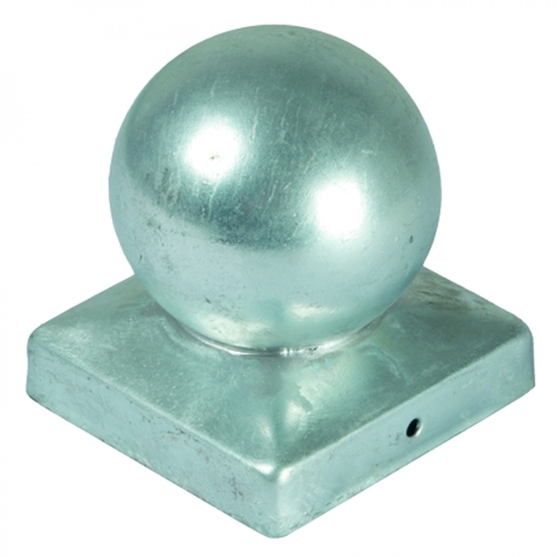 Pfostenabdeckung aus Metall 9 x 9 cm, Kugel Feuerverzinkt