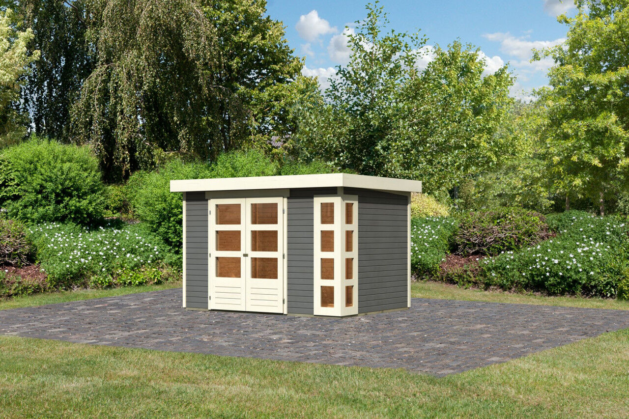 Flachdach Gartenhaus Kerko 4 terragrau