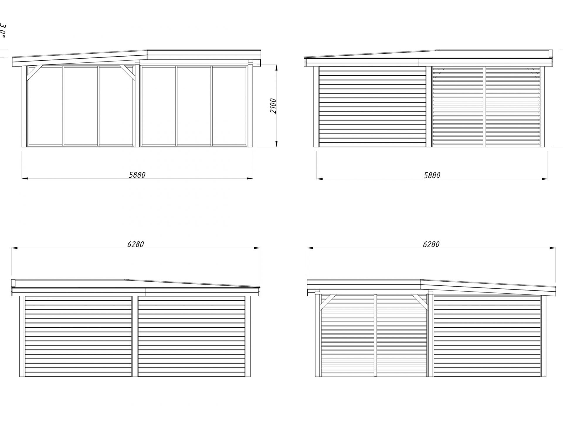 Palmako modernes Gartenhaus Lenna 24,9 m2 Set 413 Slide
