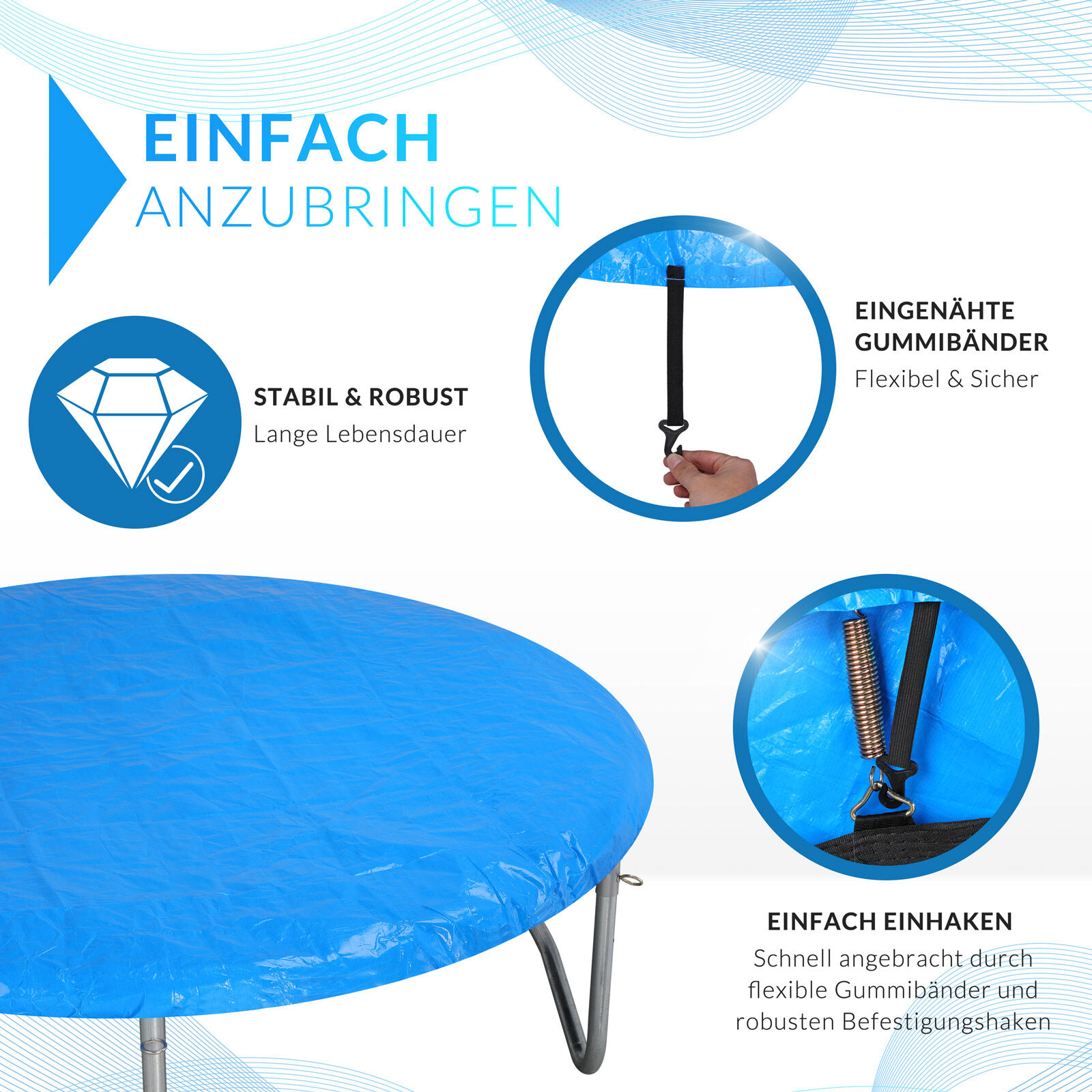 Abdeckung Trampolin Blau Ø366cm
